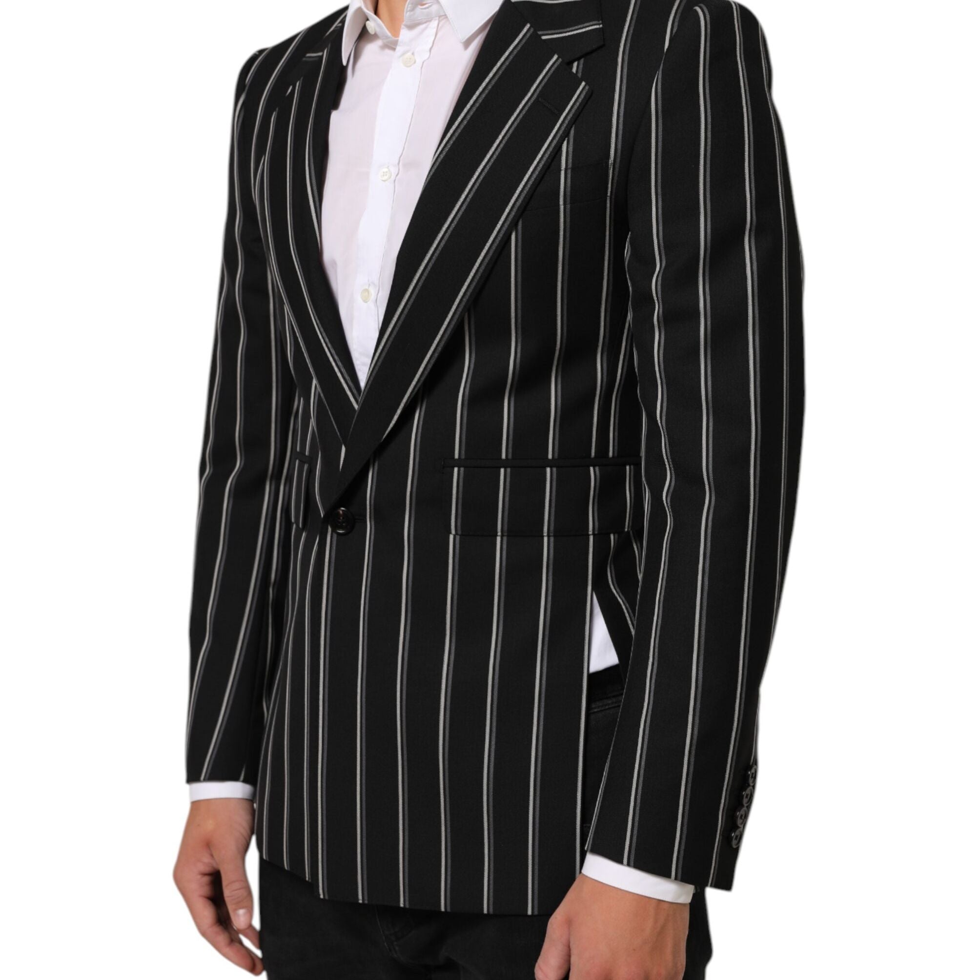 Dolce & Gabbana Dark Gray Stripes SICILIA 1 Button Suit Blazer