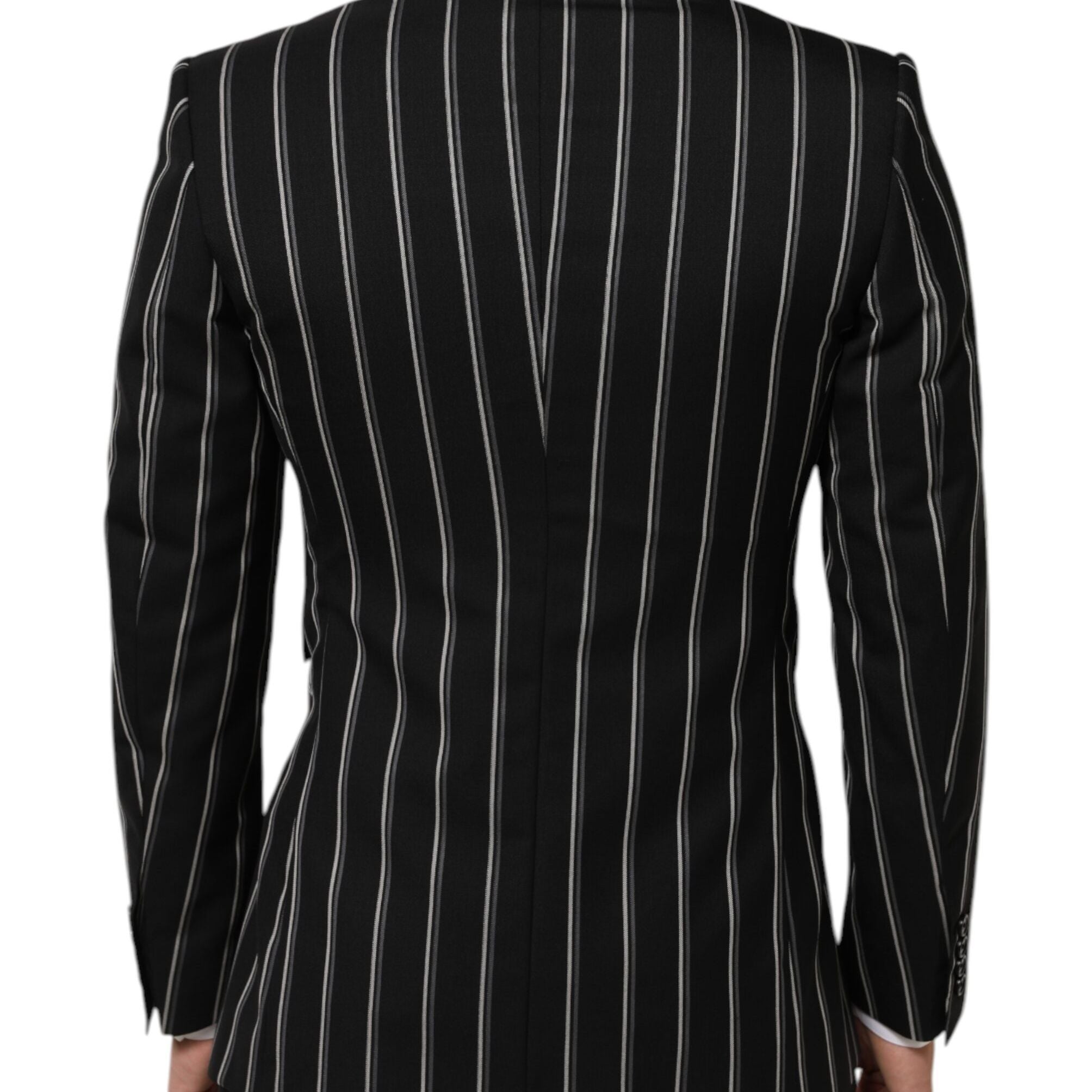 Dolce & Gabbana Black Stripes SICILIA 1 Button Suit Blazer