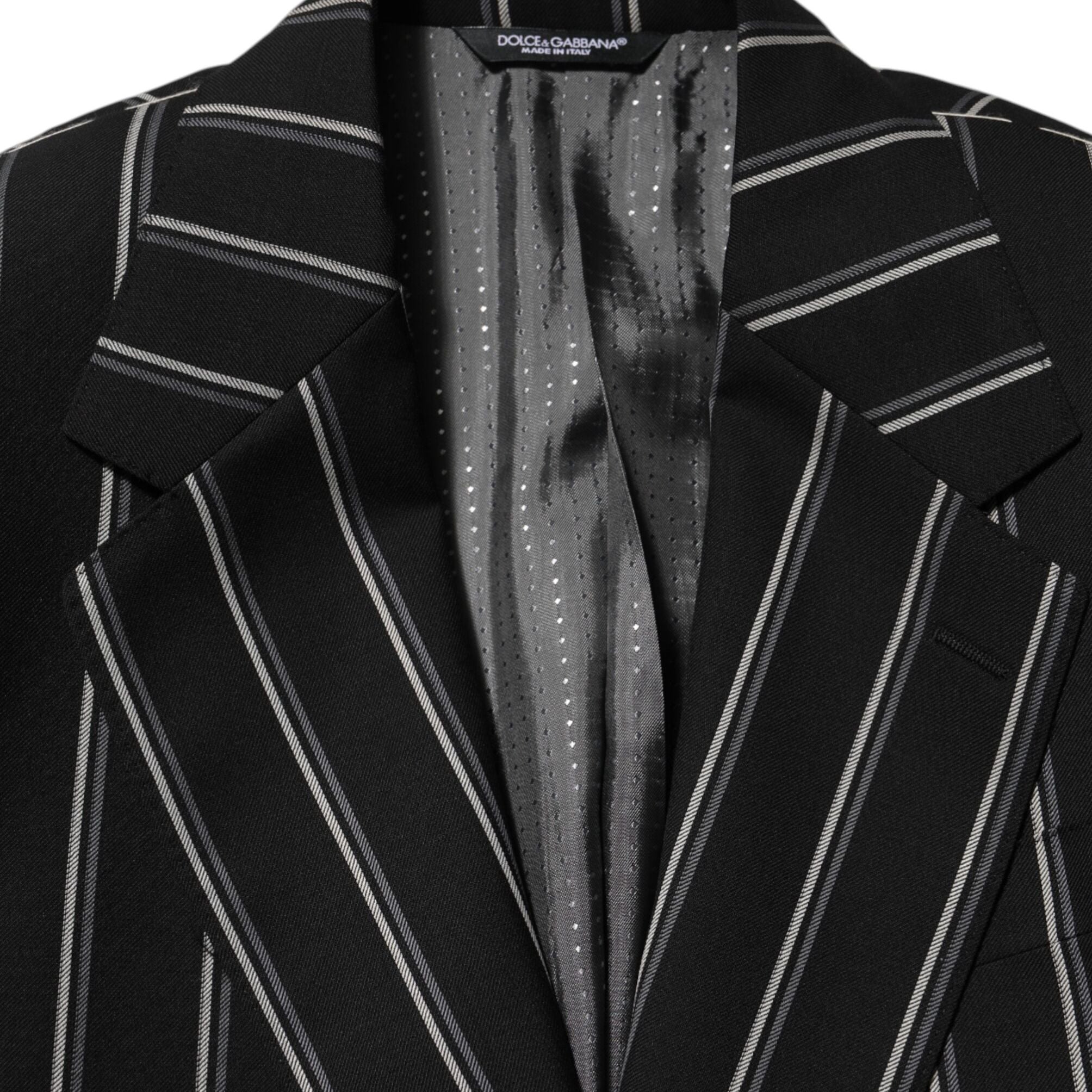 Dolce & Gabbana Dark Gray Stripes SICILIA 1 Button Suit Blazer
