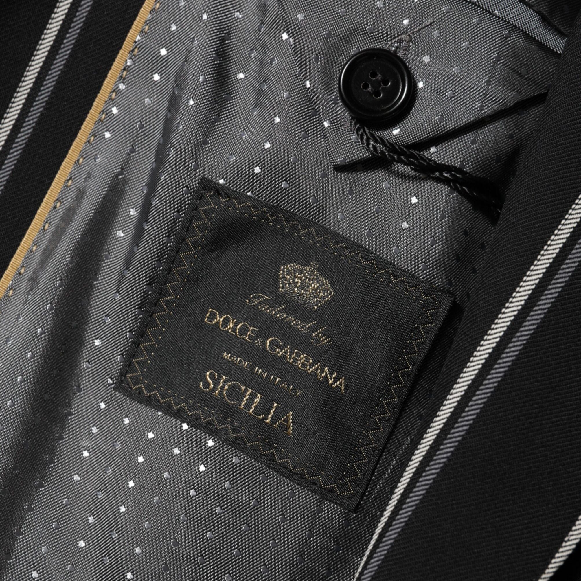 Dolce & Gabbana Dark Gray Stripes SICILIA 1 Button Suit Blazer