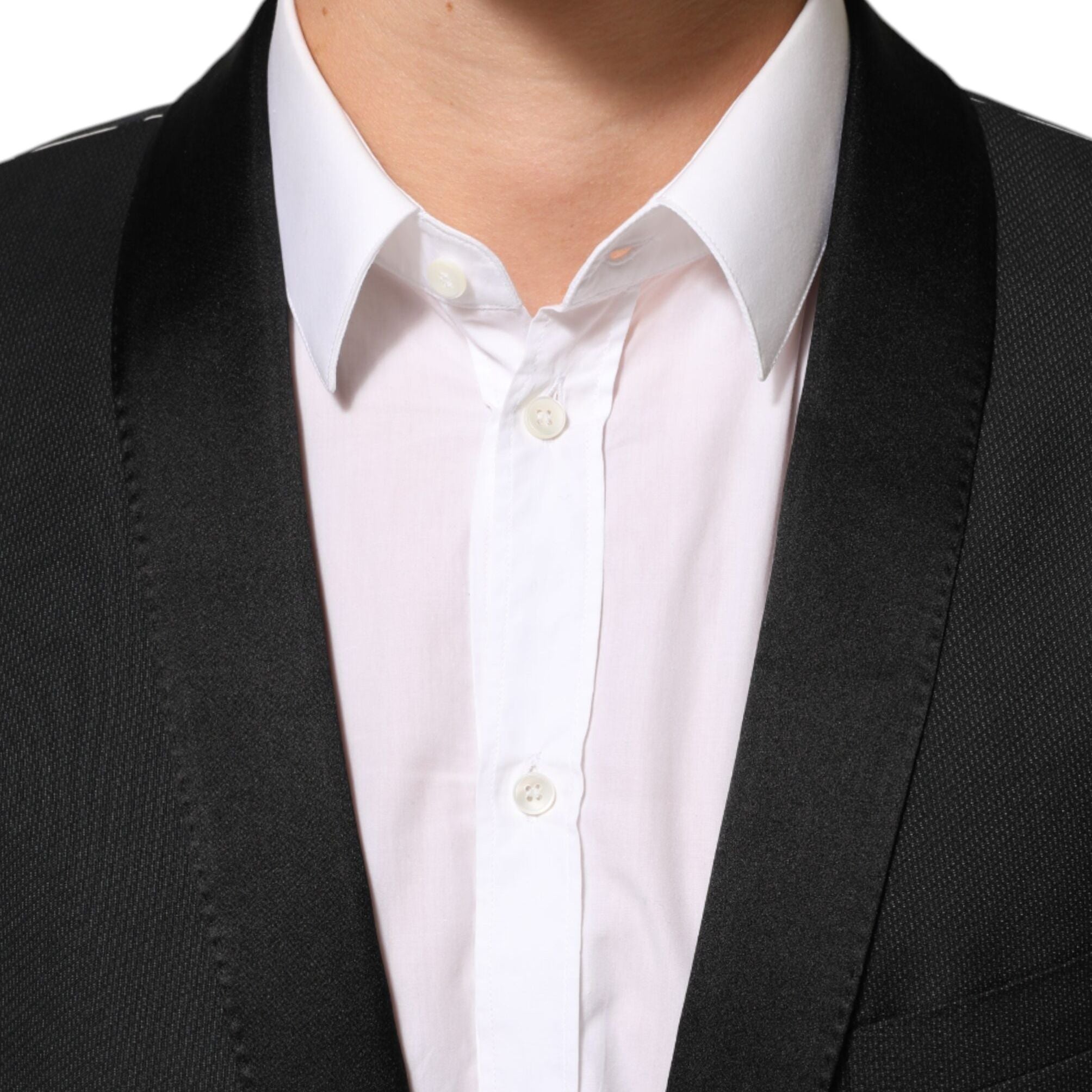 Dolce & Gabbana Black Wool GOLD 1 Button Suit Coat Blazer
