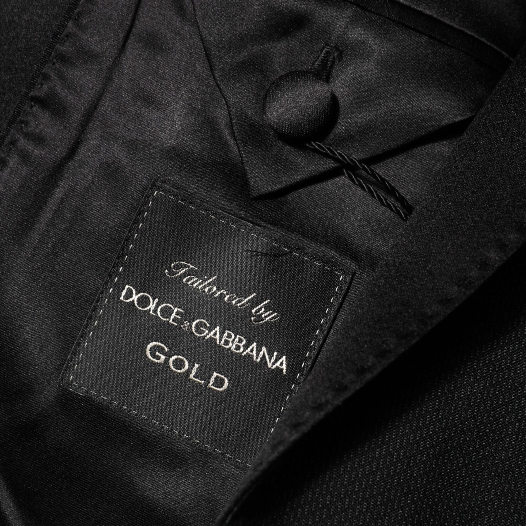 Dolce & Gabbana Black Wool GOLD 1 Button Suit Coat Blazer