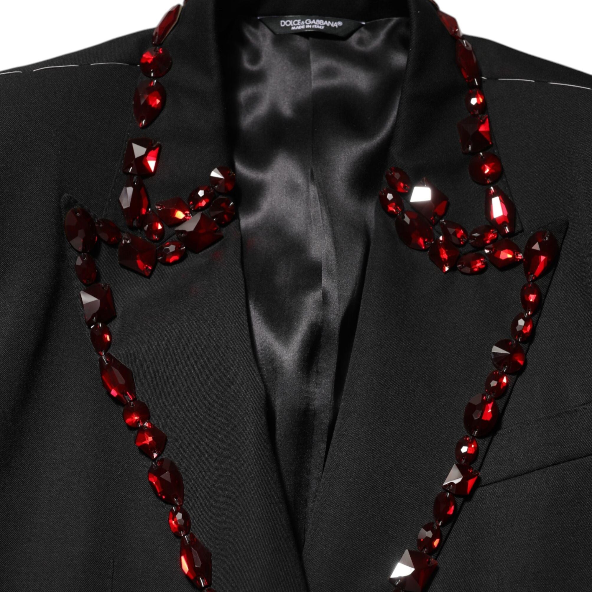 Dolce & Gabbana Black SICILIA Crystal Embellished Men Blazer