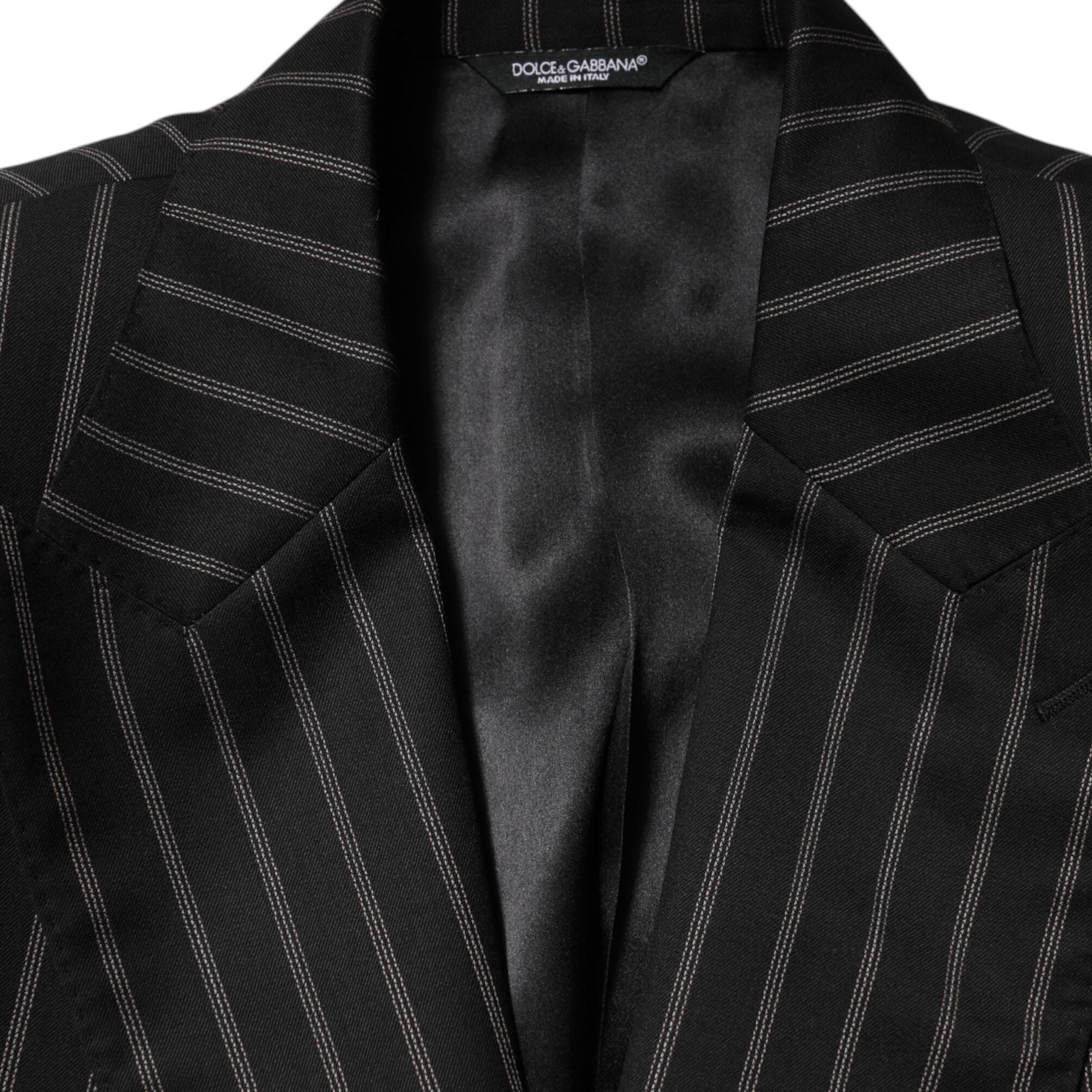 Dolce & Gabbana Black Stripes SICILIA 1 Button Suit Blazer