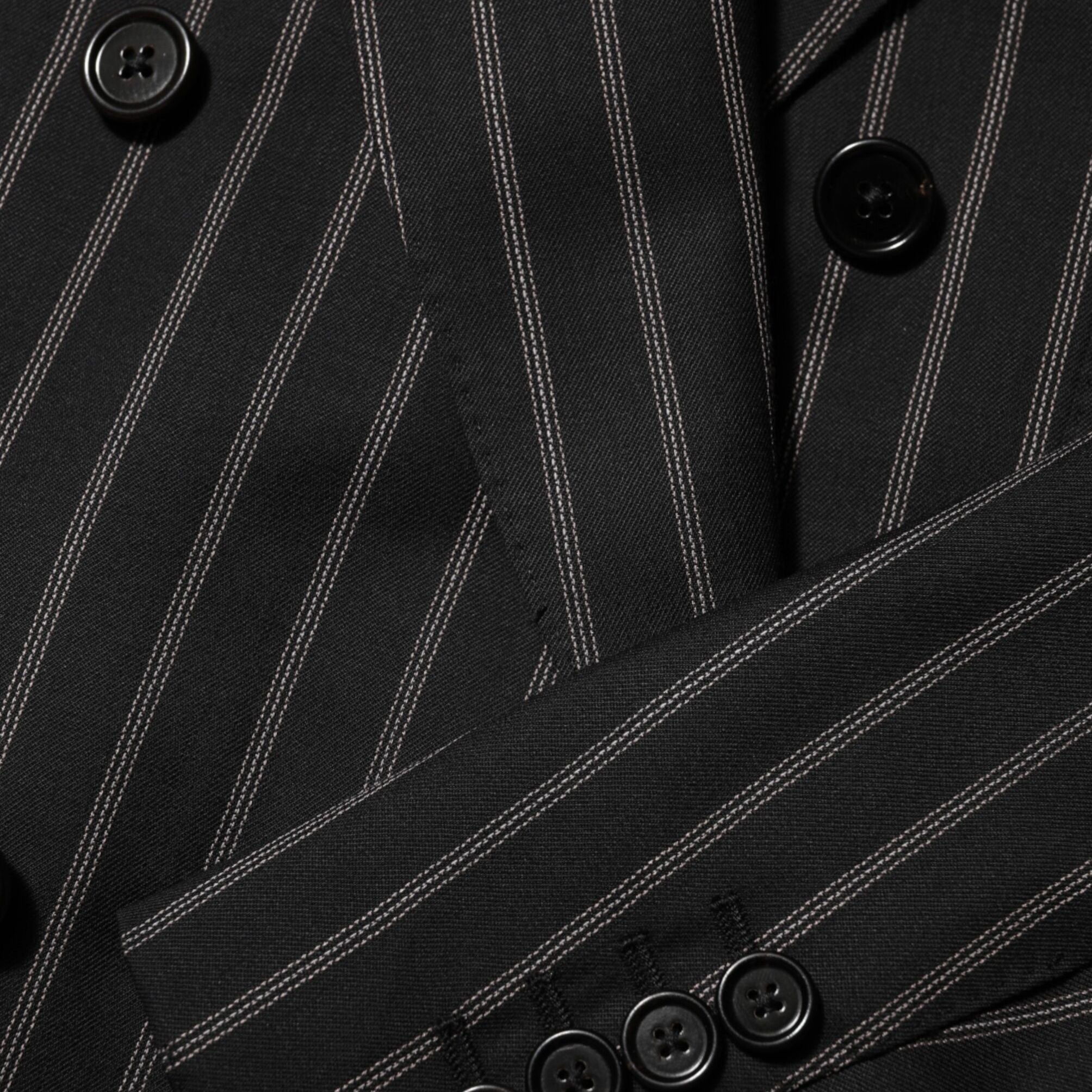 Dolce & Gabbana Black Stripes SICILIA 1 Button Suit Blazer