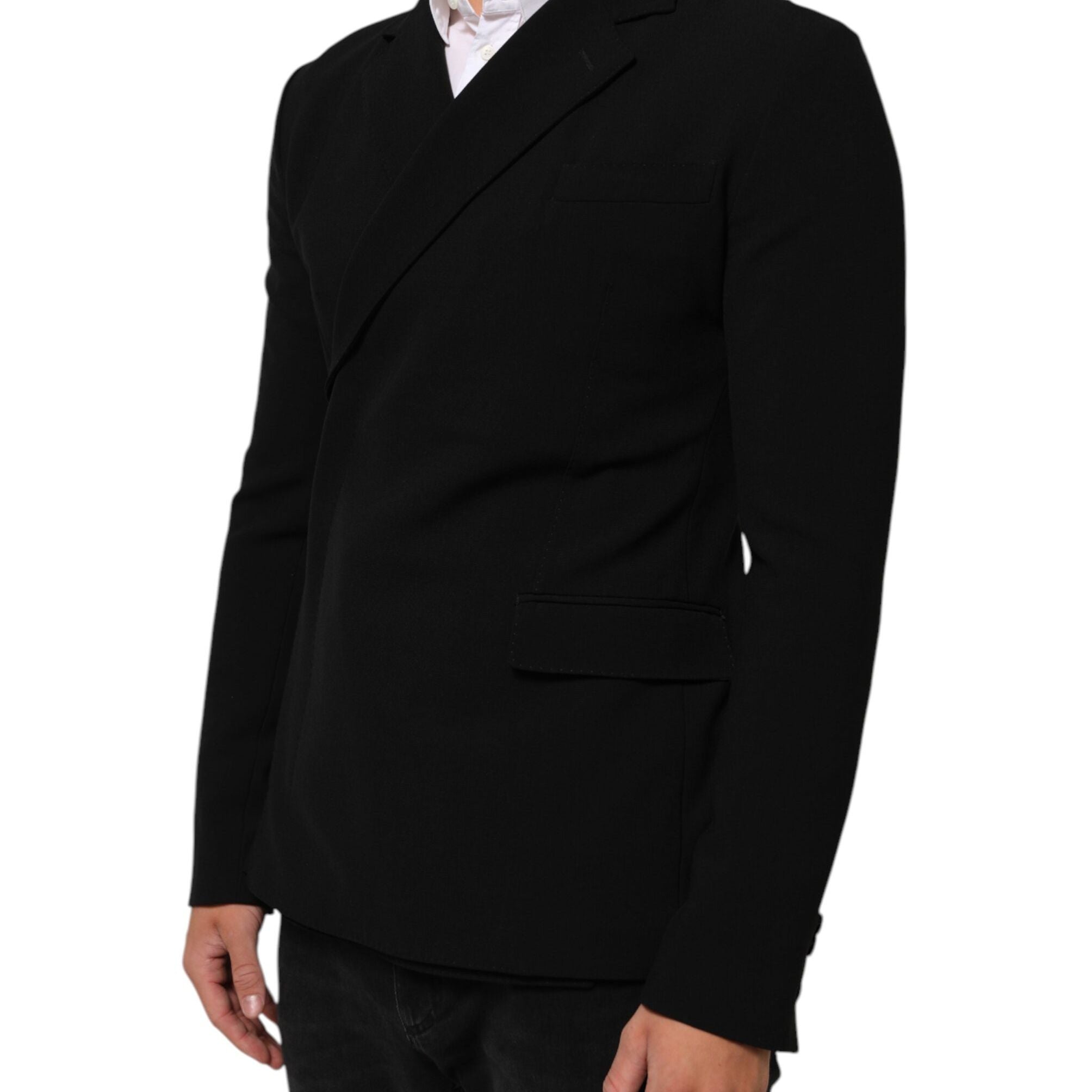 Dolce & Gabbana Black Wool Double Breasted Men Jacket Blazer