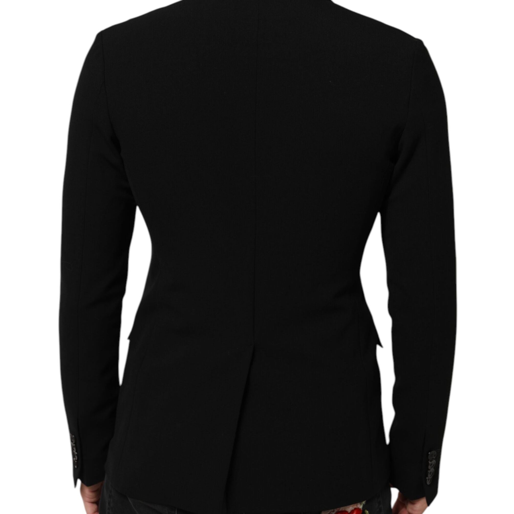 Dolce & Gabbana Black Wool Double Breasted Men Jacket Blazer