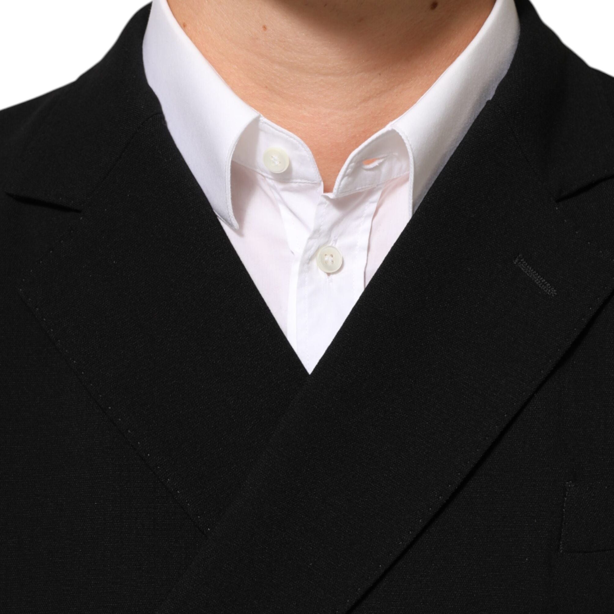 Dolce & Gabbana Black Wool Double Breasted Men Jacket Blazer