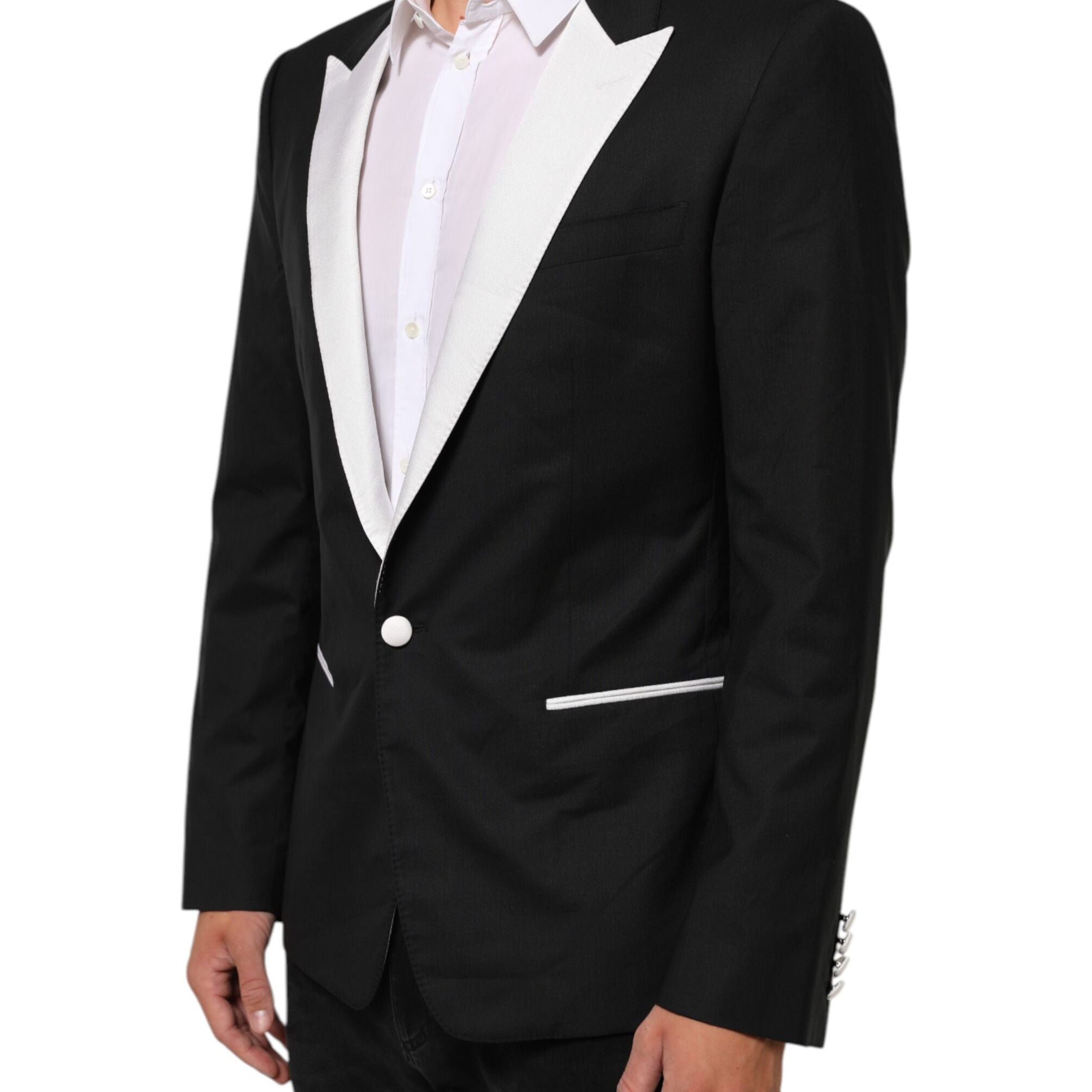 Dolce & Gabbana Black White MARTINI 1 Button Men Suit Blazer