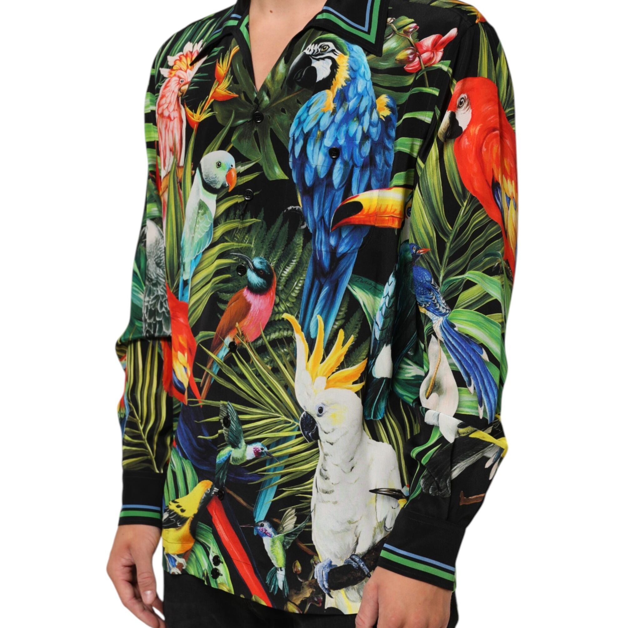 Dolce & Gabbana Multicolor Parrot Print Lounge Casual Shirt