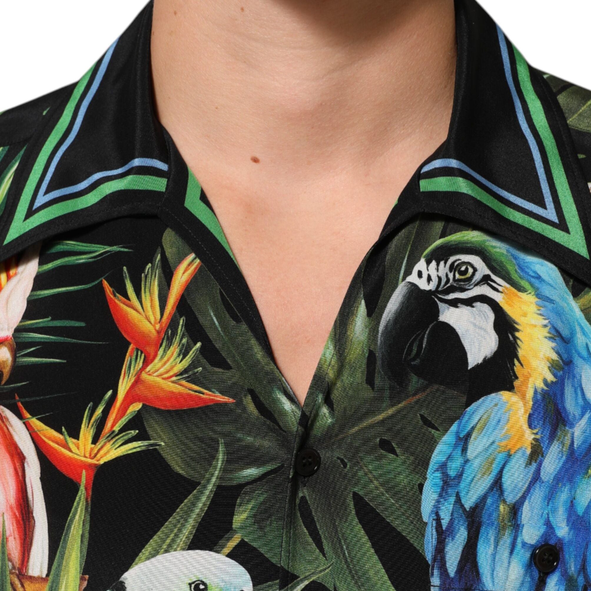 Dolce & Gabbana Multicolor Parrot Print Lounge Casual Shirt