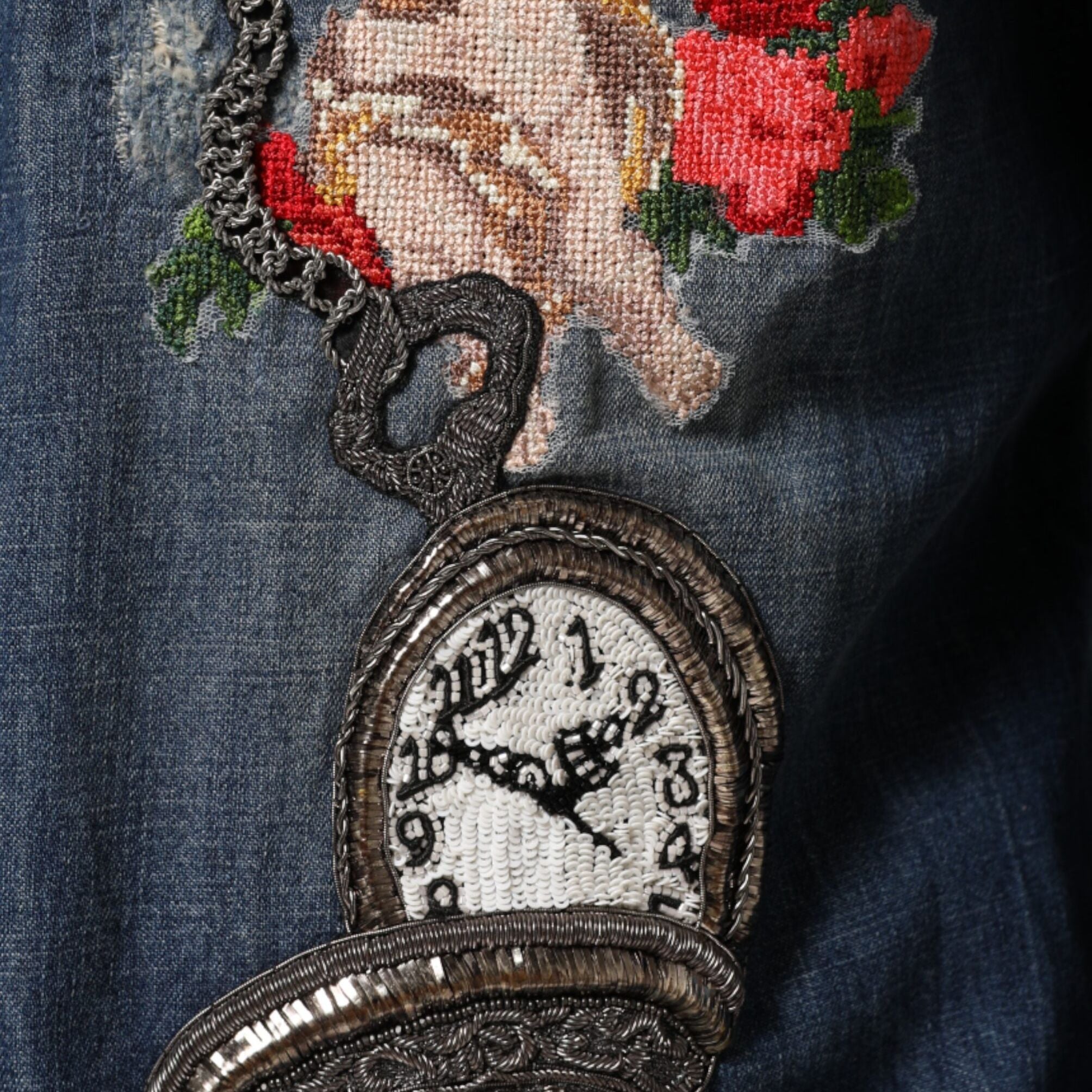 Dolce & Gabbana Blue Angel Patch Denim Buttoned Down Men Shirt