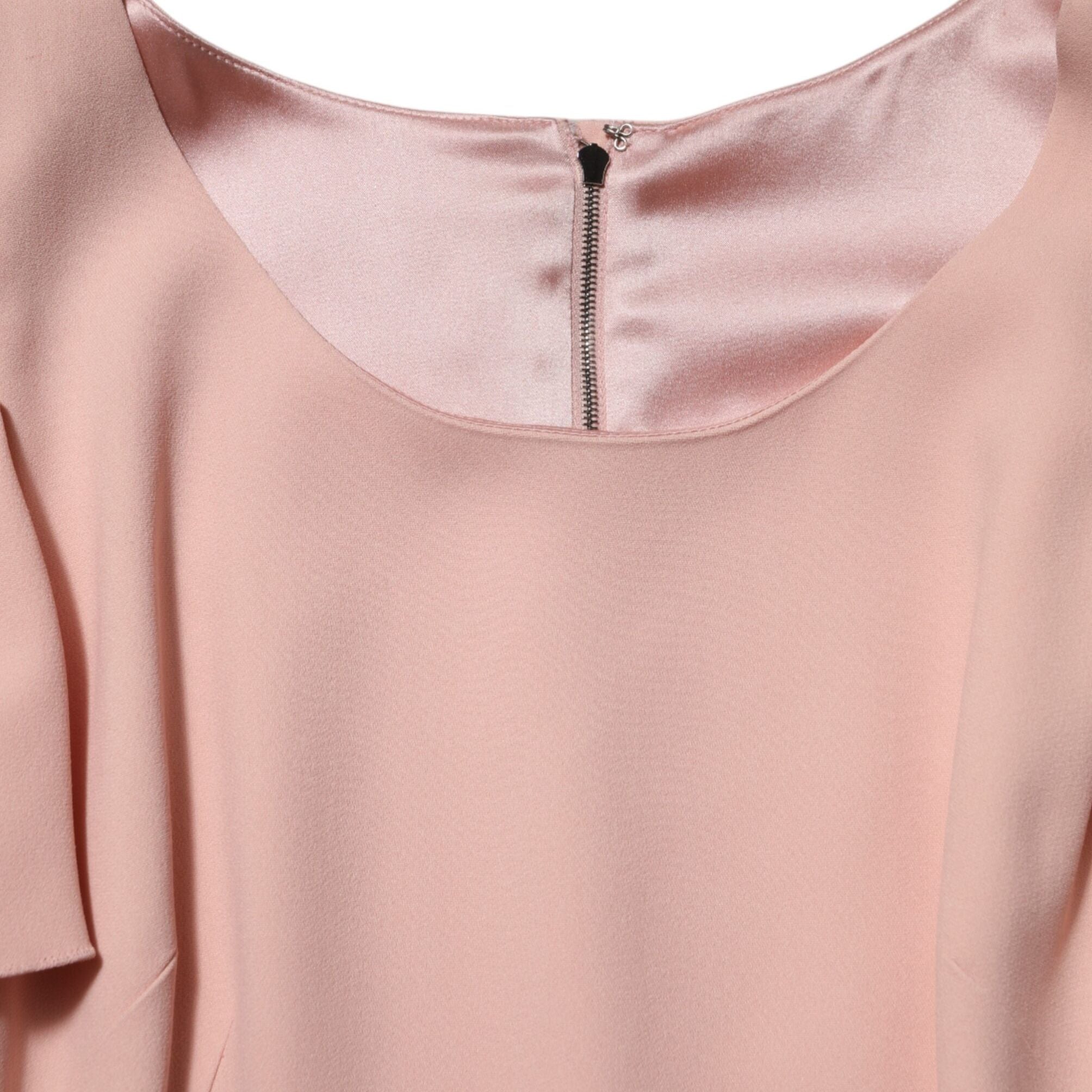 Dolce & Gabbana Pink Viscose Short Sleeves Sheath Midi Dress