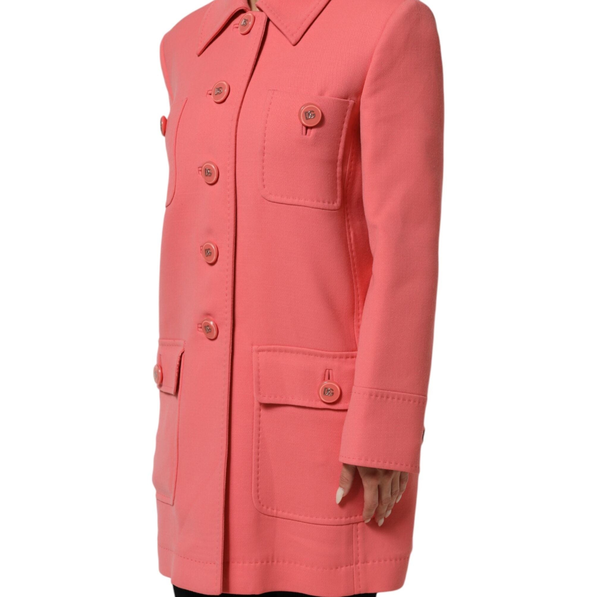 Dolce & Gabbana Pink Buttoned Down Trench Coat Jacket