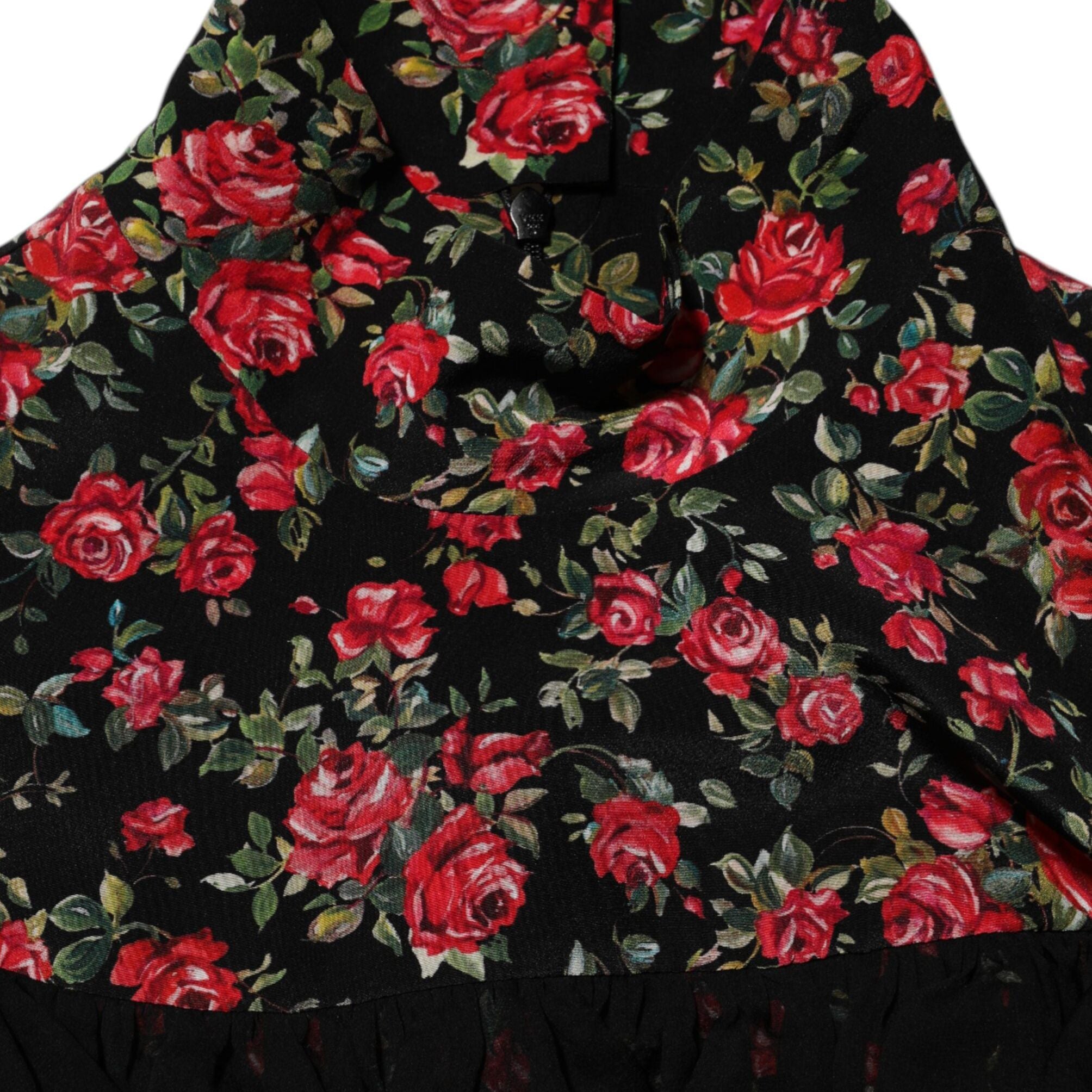 Dolce & Gabbana Black Floral Print Long Sleeve Blouse Top