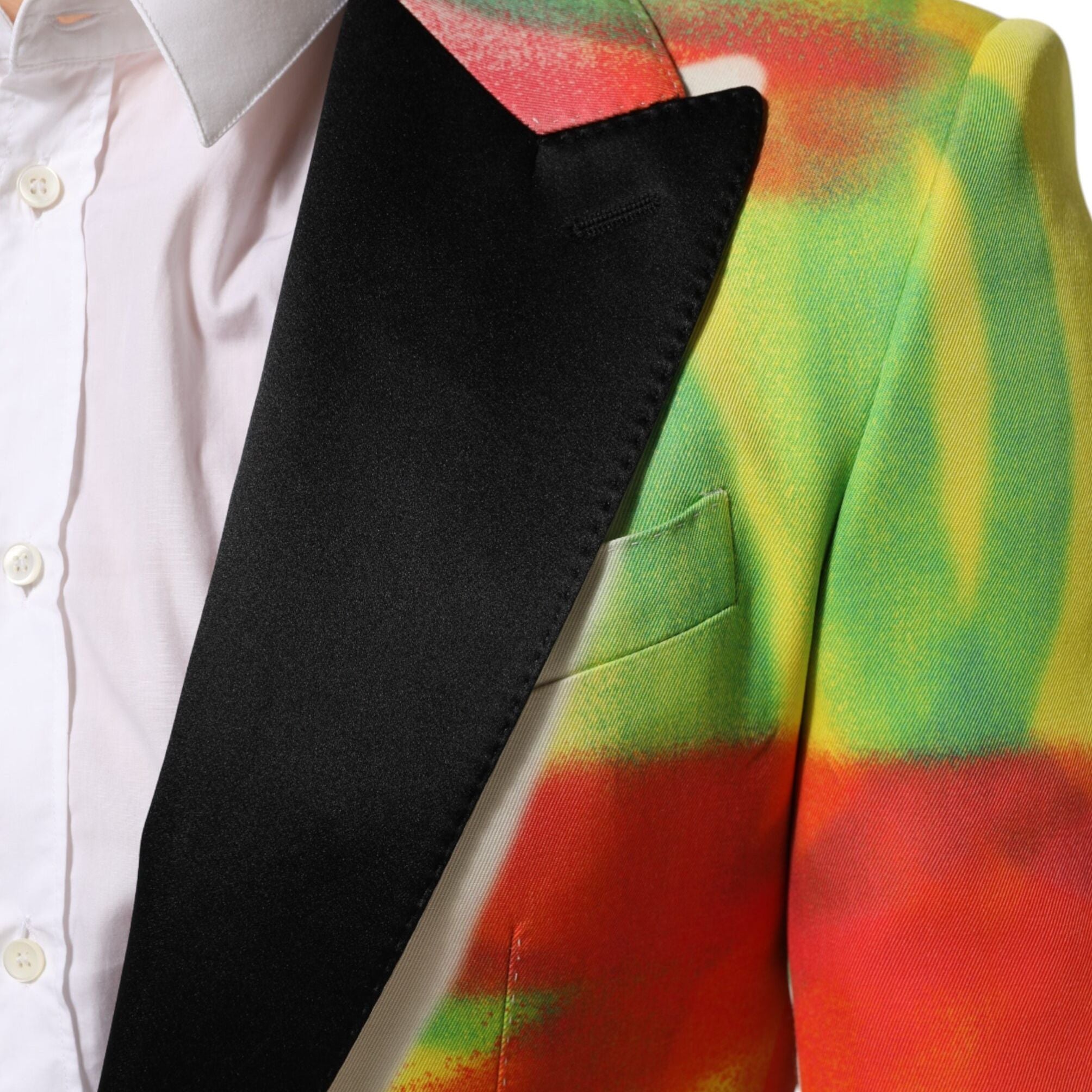 Dolce & Gabbana Multicolor Graffiti SICILIA 1 Button Men Suit Blazer