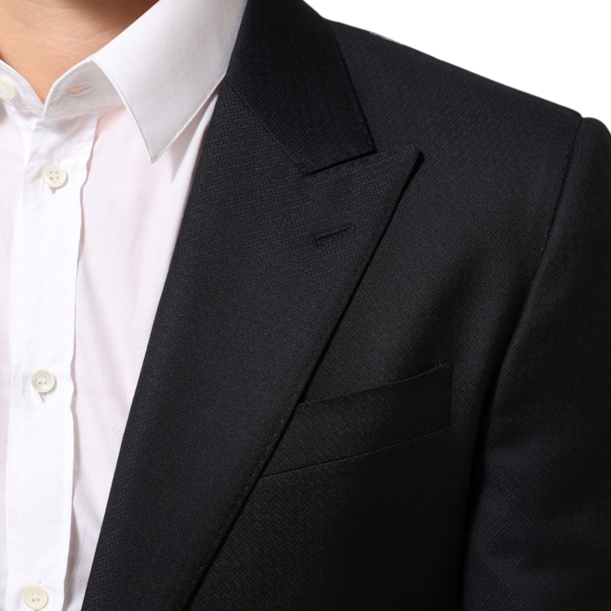Dolce & Gabbana Black Wool NAPOLI 2 Button Men Suit Blazer