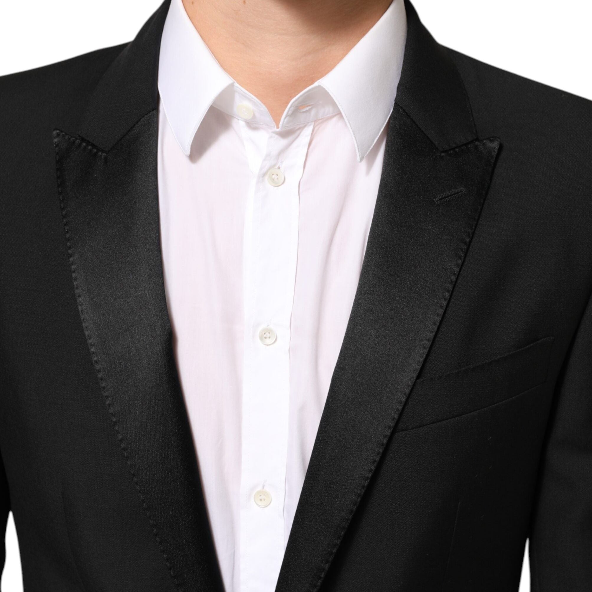 Dolce & Gabbana Black Wool MARTINI 2 Button Men Suit Blazer
