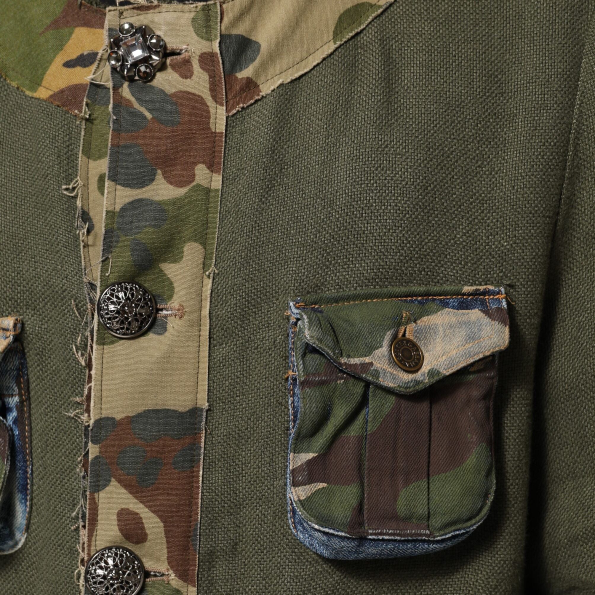 Dolce & Gabbana Brown Camouflage Linen Button Down Jacket