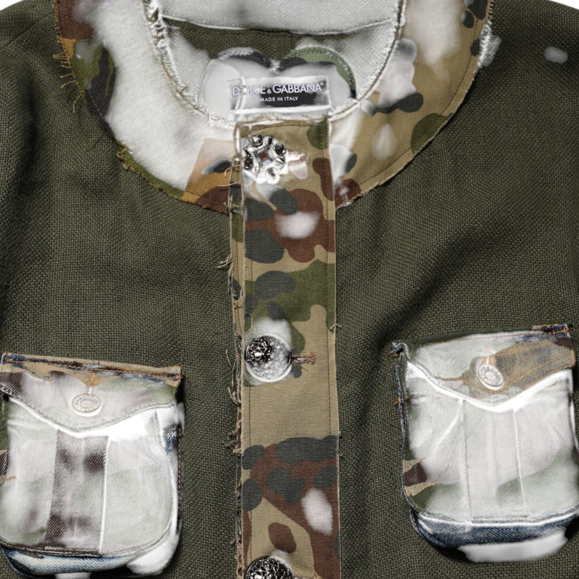 Dolce & Gabbana Brown Camouflage Linen Button Down Jacket