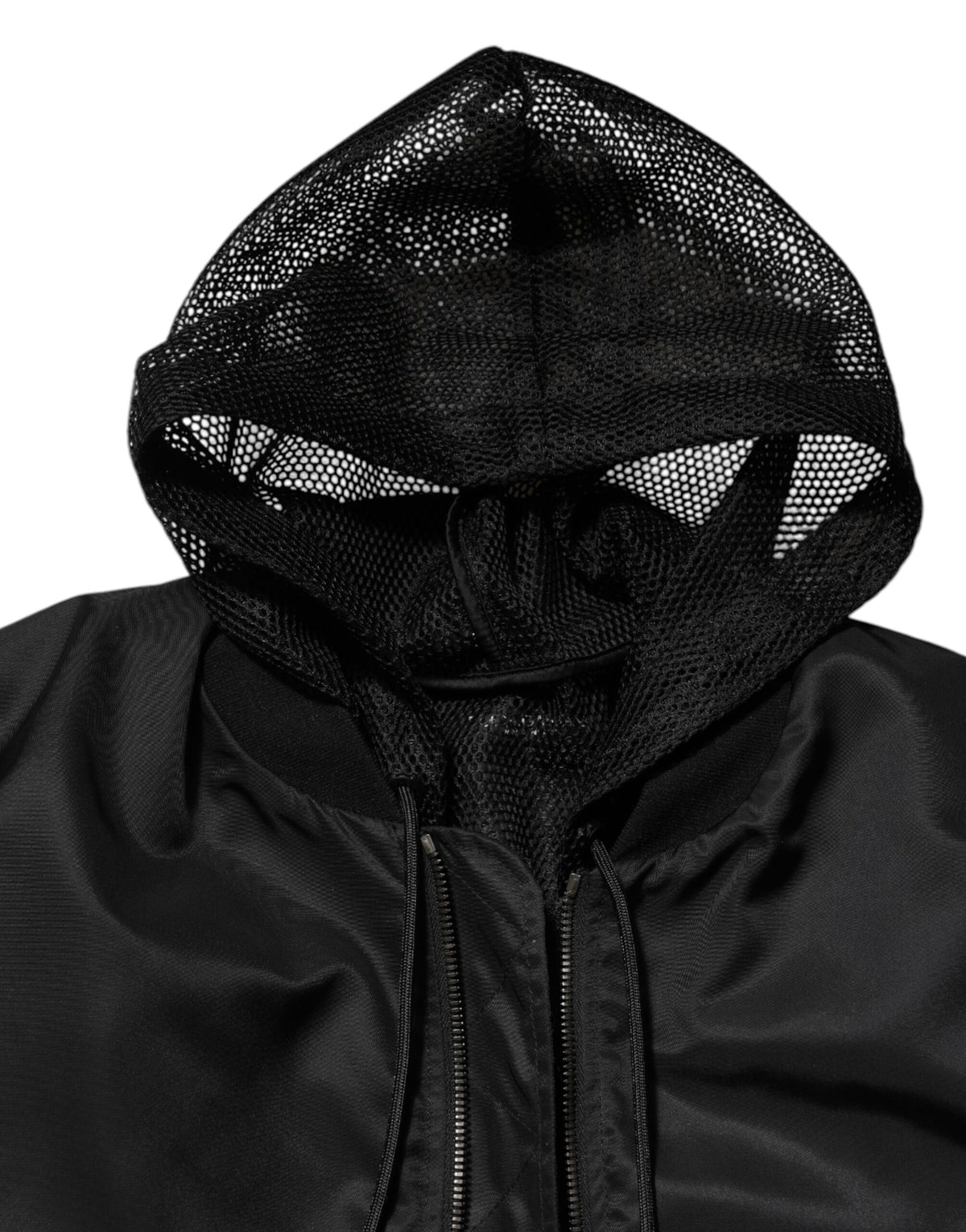 Dolce & Gabbana Black Nylon Hooded Full Zip Bomber Men Jacket