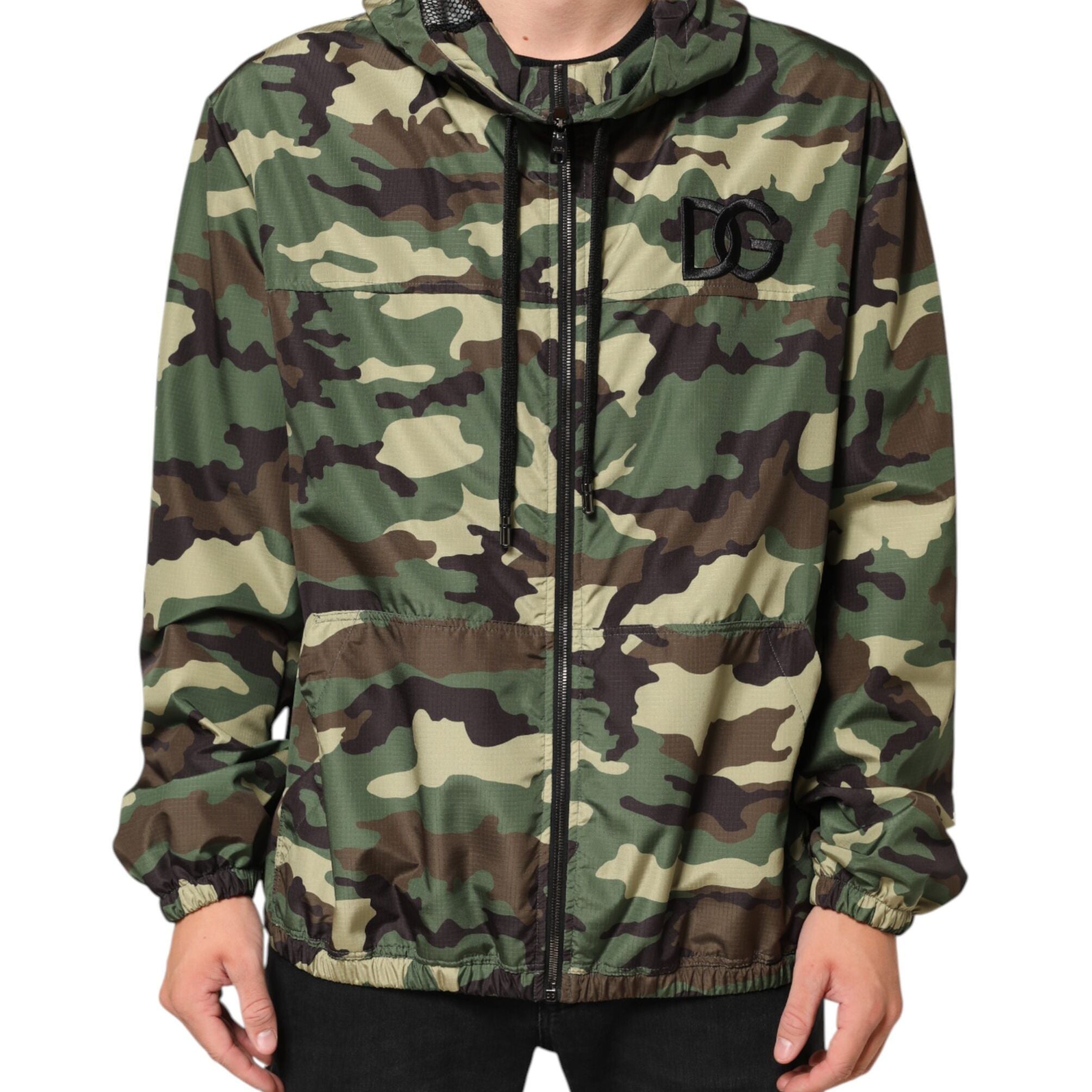 Dolce & Gabbana Green Camouflage Hooded Sweatshirt Jacket