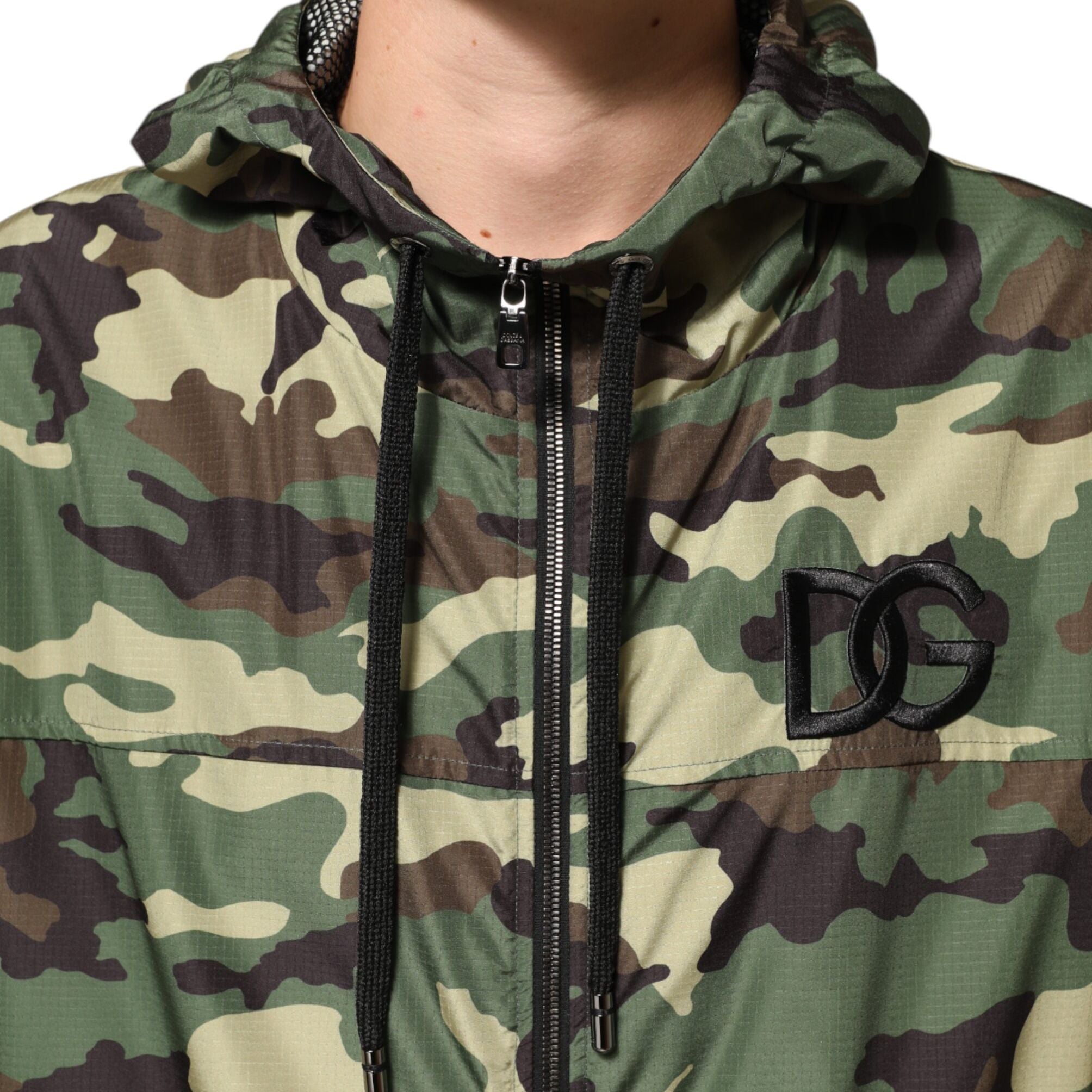 Dolce & Gabbana Green Camouflage Hooded Sweatshirt Jacket