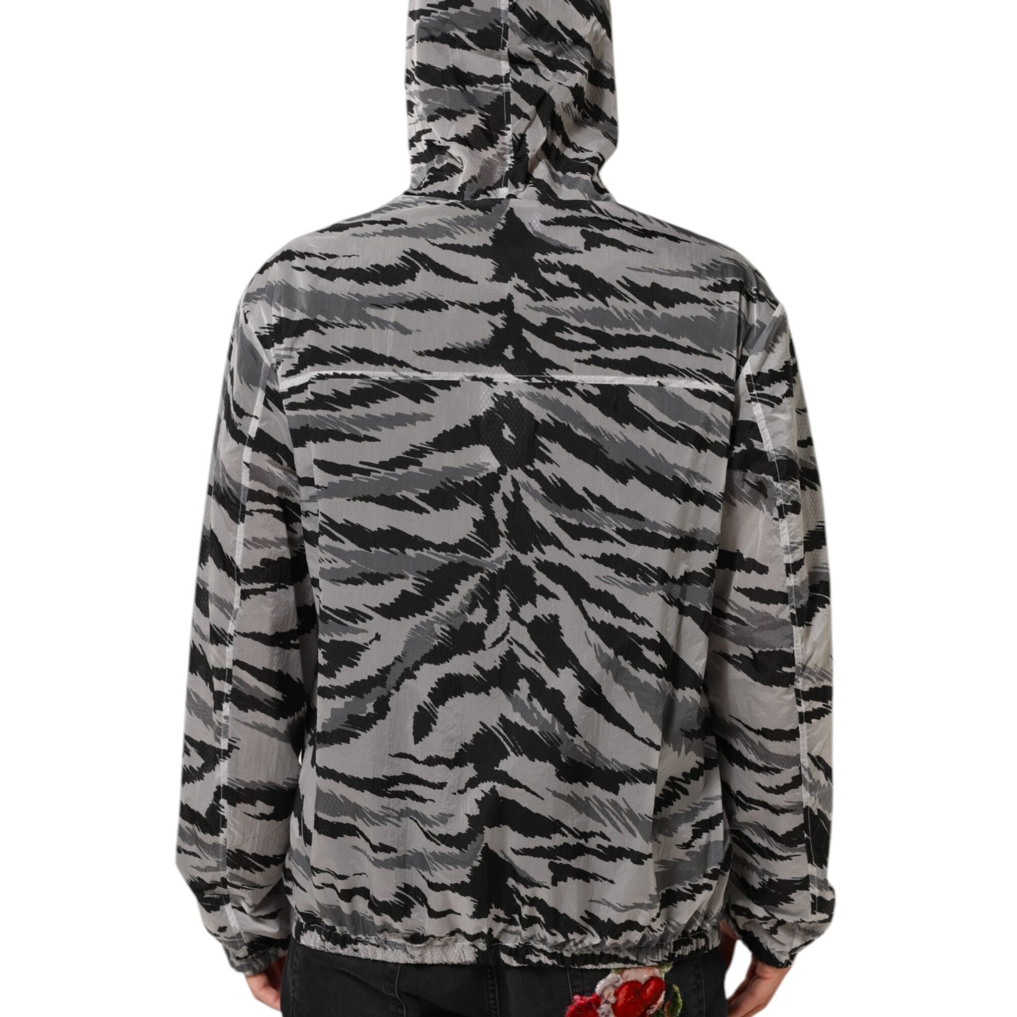 Dolce & Gabbana Gray Camouflage Hooded Sweatshirt Jacket