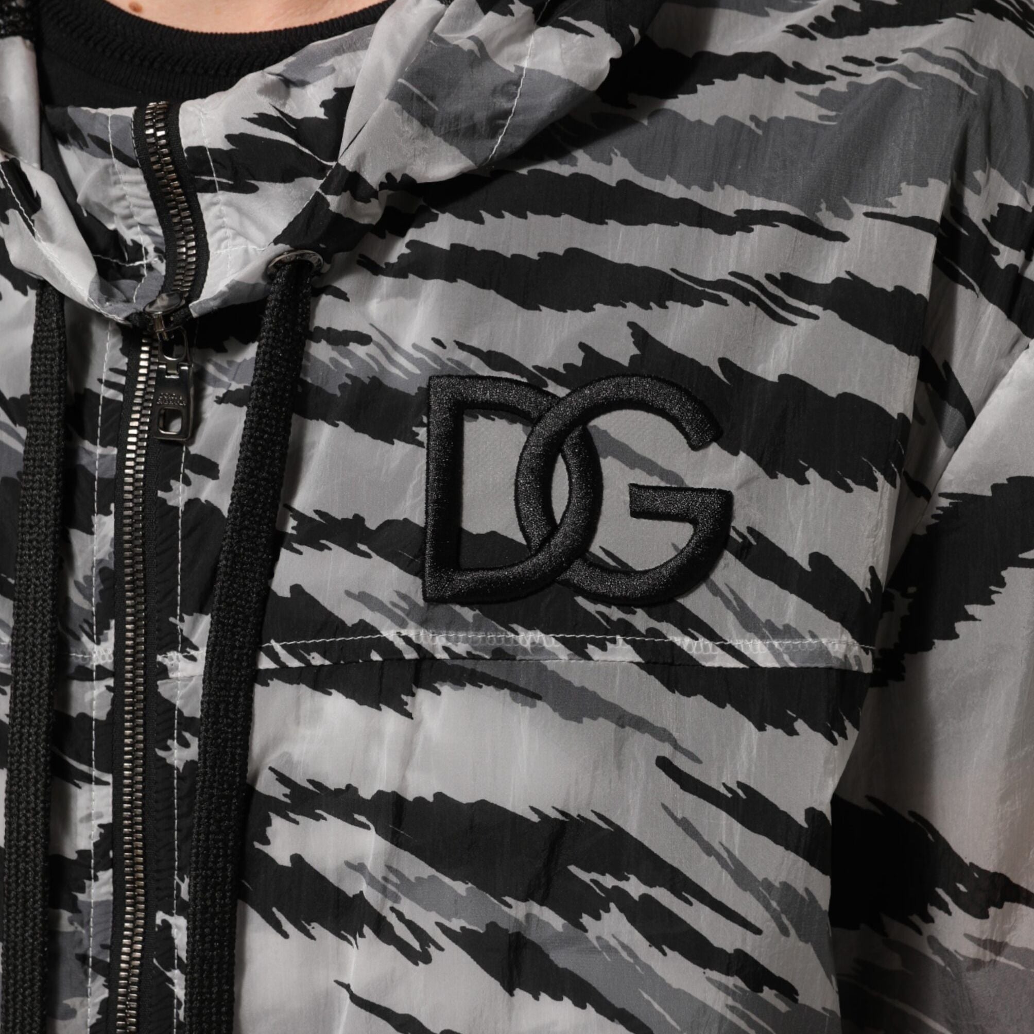 Dolce & Gabbana Gray Camouflage Hooded Sweatshirt Jacket