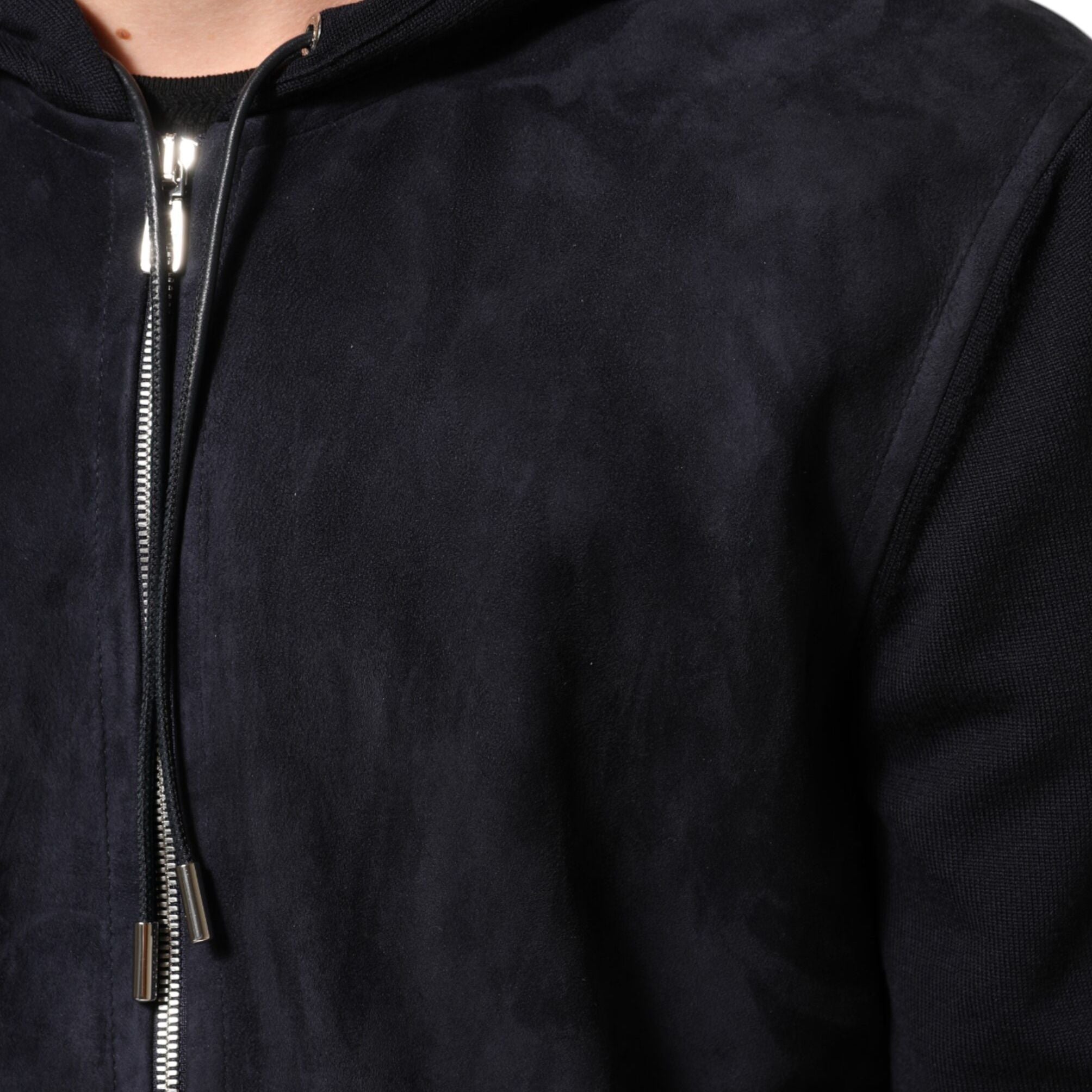 Dolce & Gabbana Black Leather Full Zip Hooded Blouson Jacket