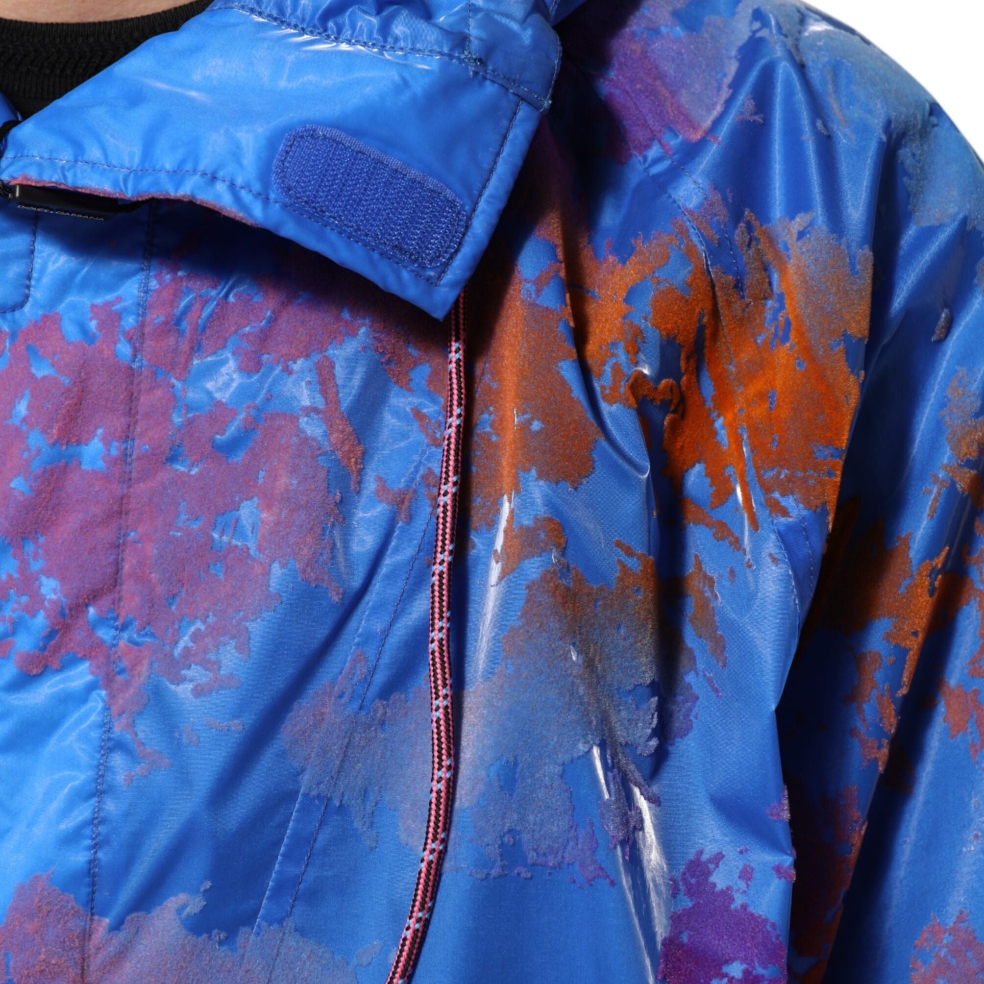 Dolce & Gabbana Blue Tie Dye Logo Hooded Sweatshirt Jacket