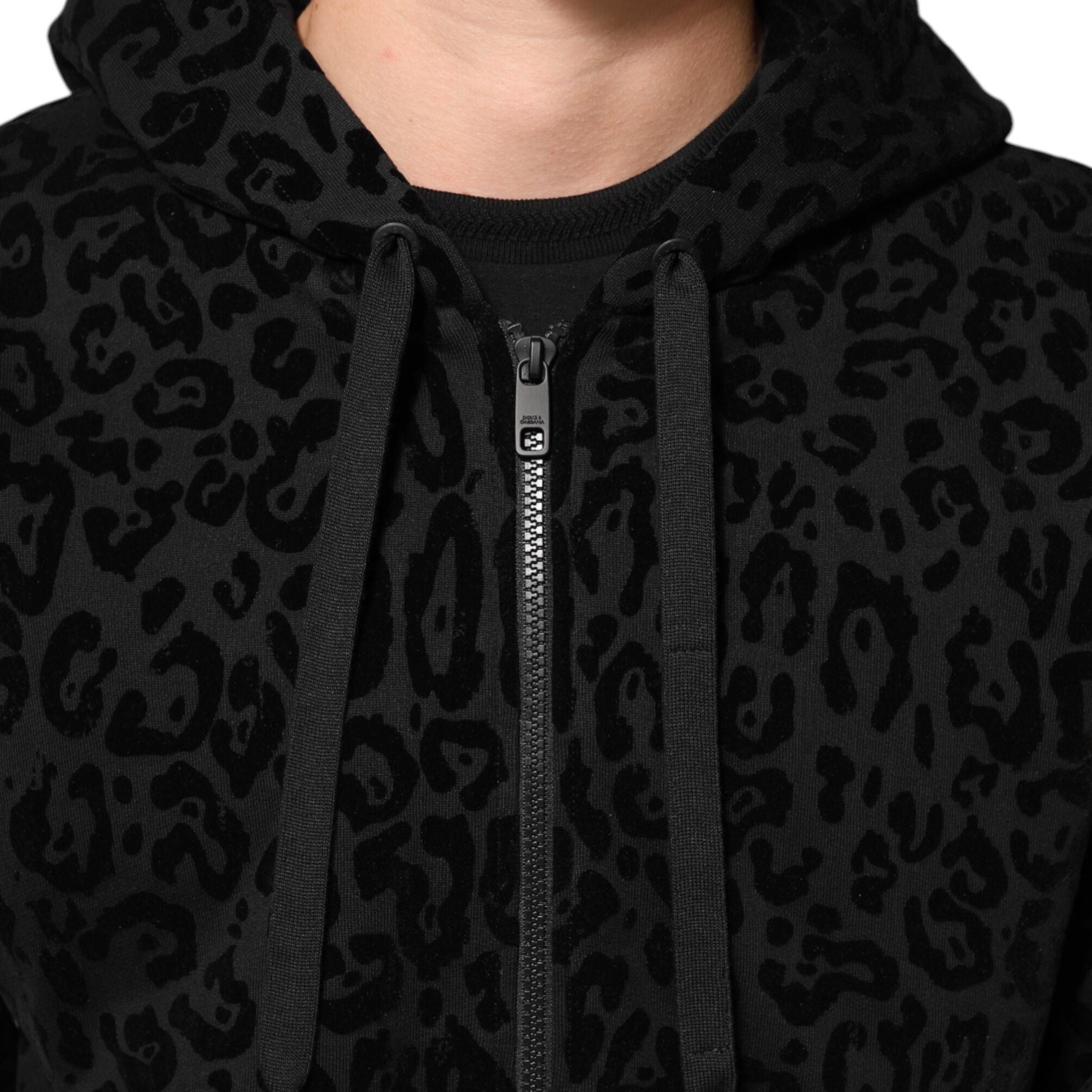 Dolce & Gabbana Black Cotton Hooded Full Zip Bomber Jacket
