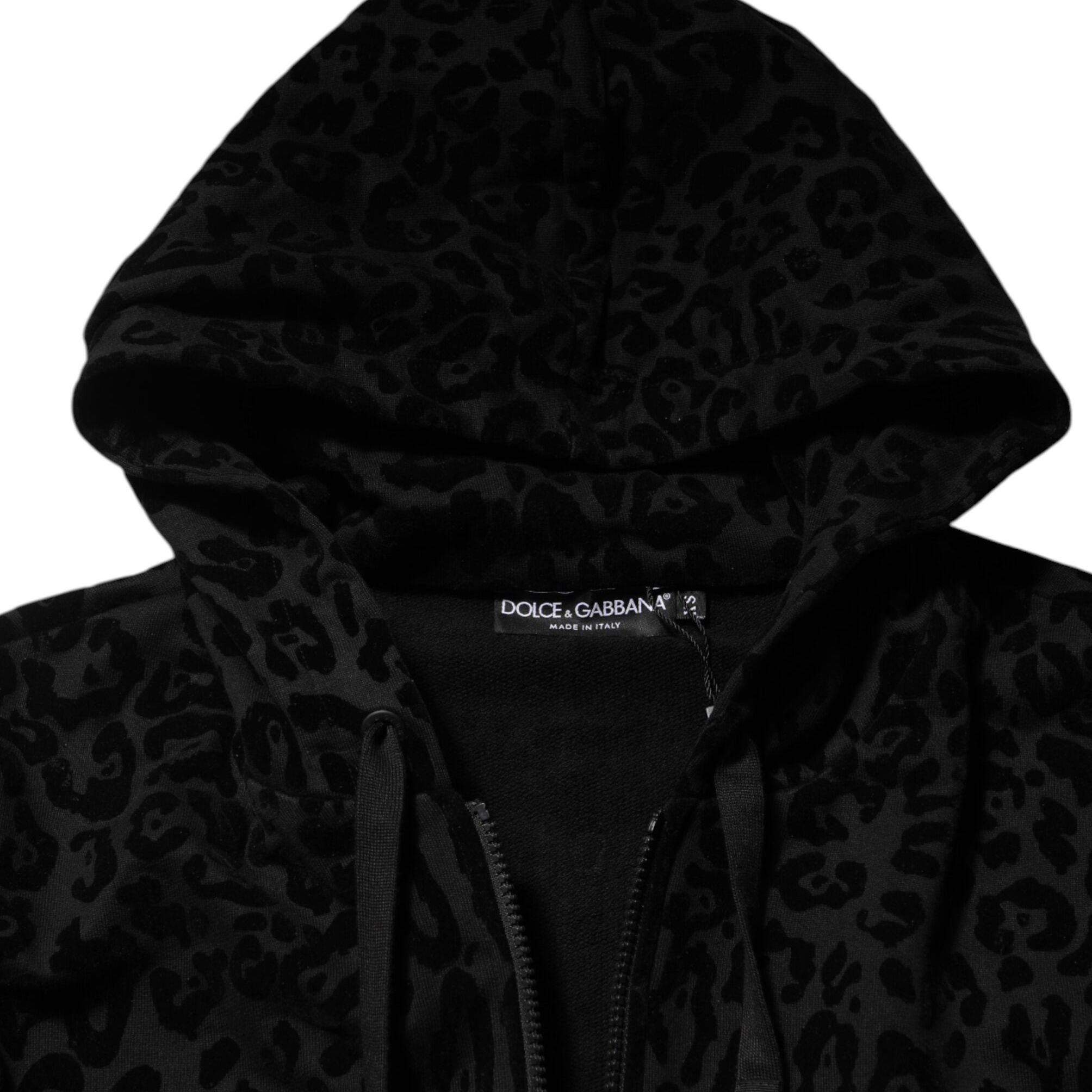 Dolce & Gabbana Black Cotton Hooded Full Zip Bomber Jacket