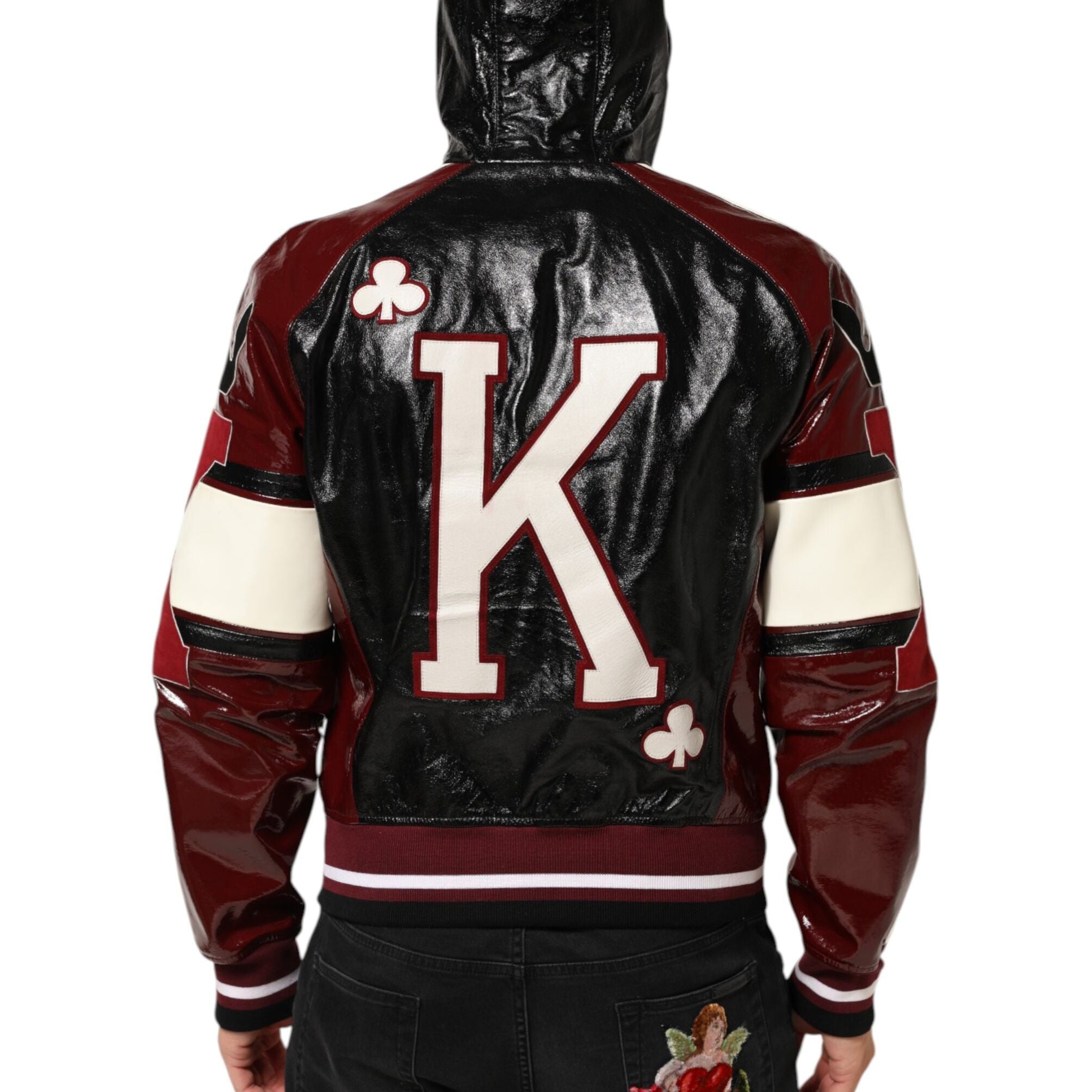 Dolce & Gabbana Multicolor Hooded Leather DG King Men Biker Jacket