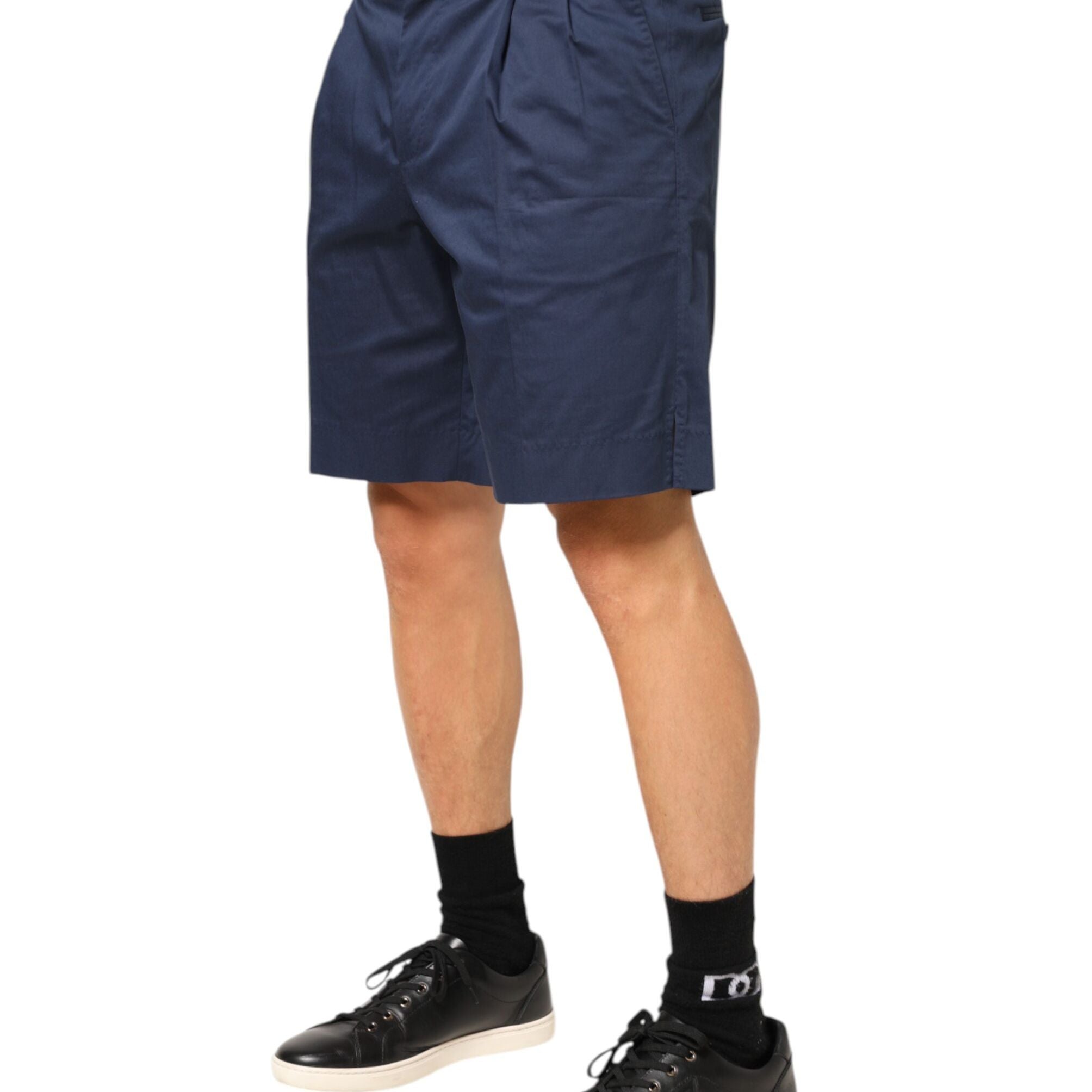 Dolce & Gabbana Blue Cotton Stretch Mid Waist Bermuda Shorts