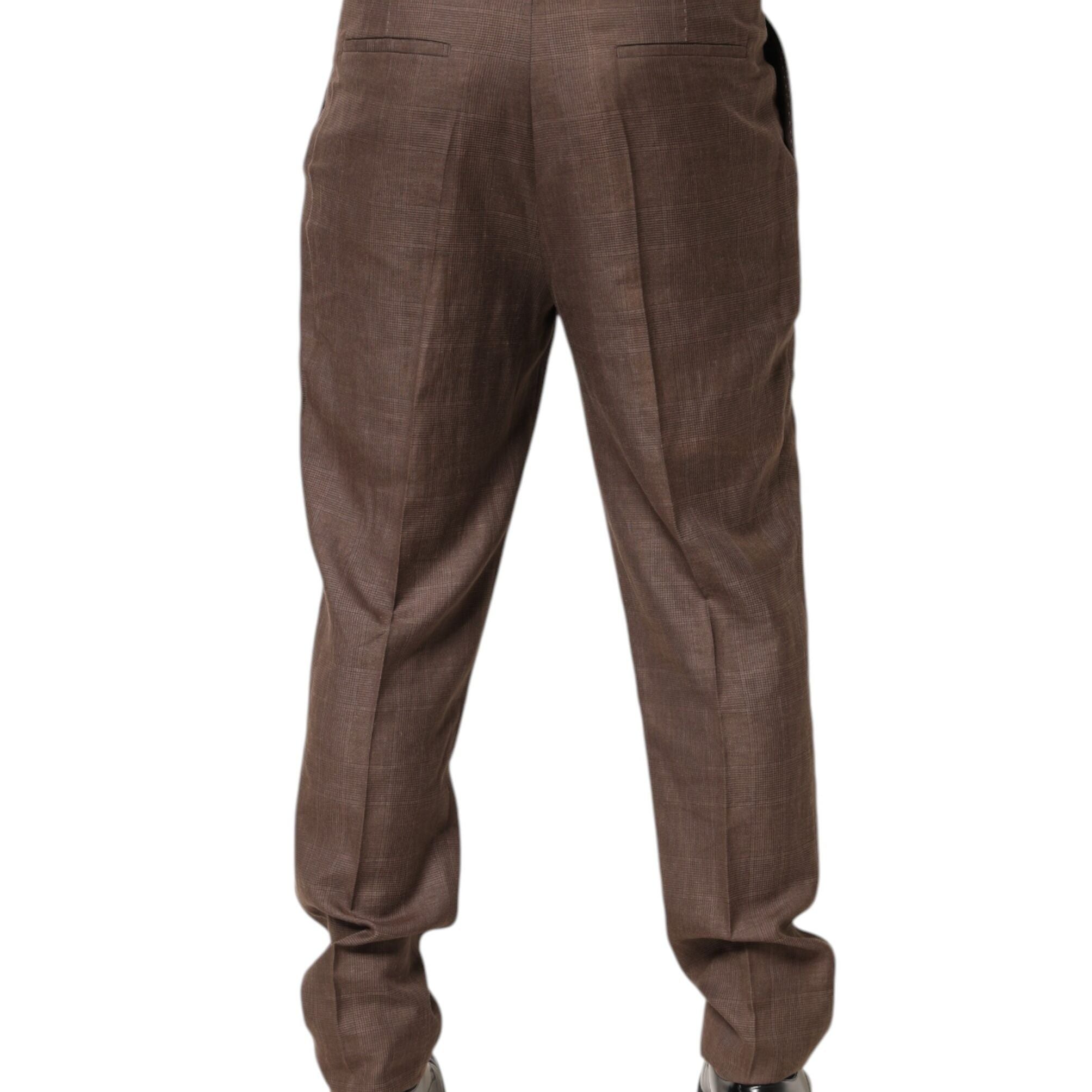 Brunello Cucinelli Brown Wool Mid Waist Dress Trouser Pants