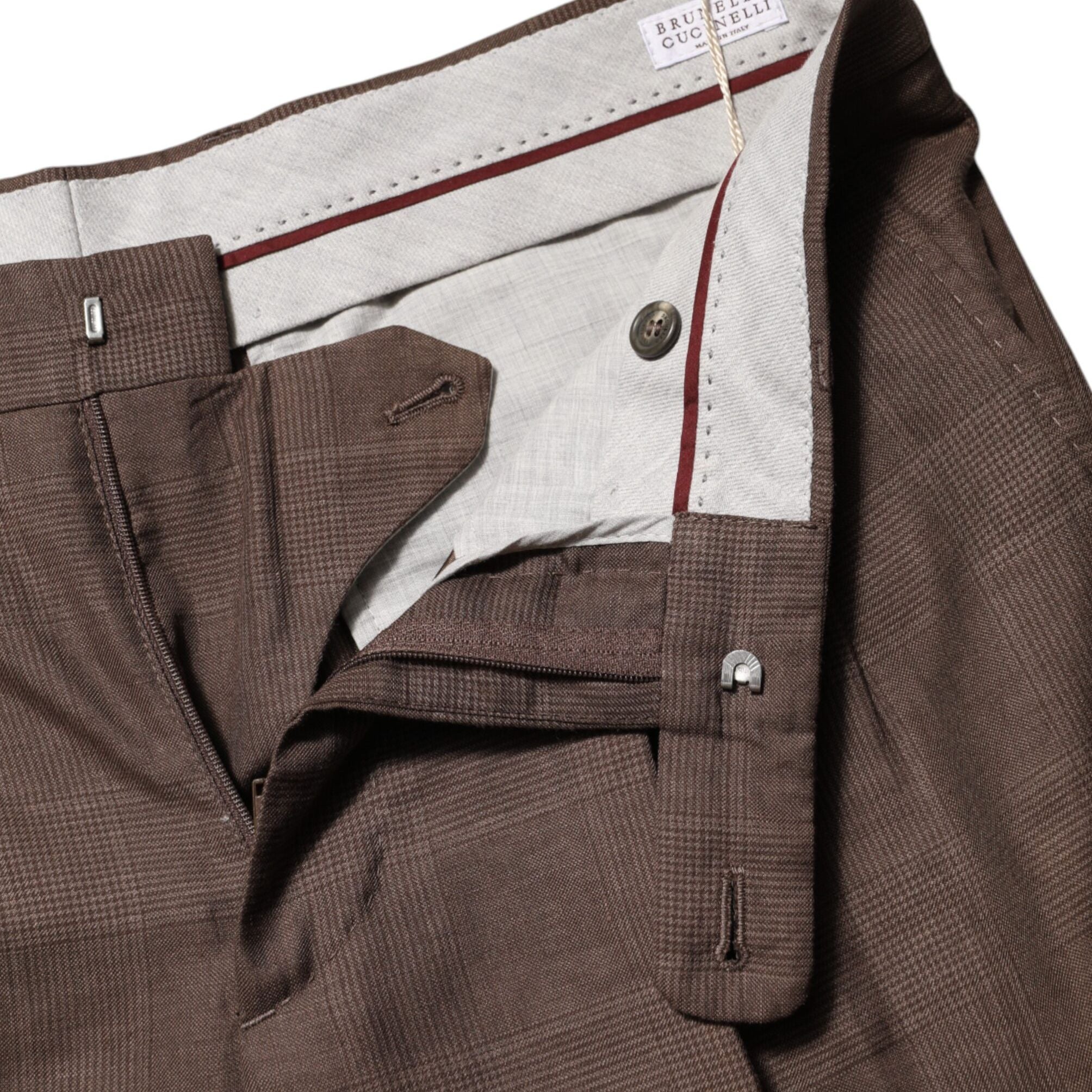 Brunello Cucinelli Brown Wool Mid Waist Dress Trouser Pants