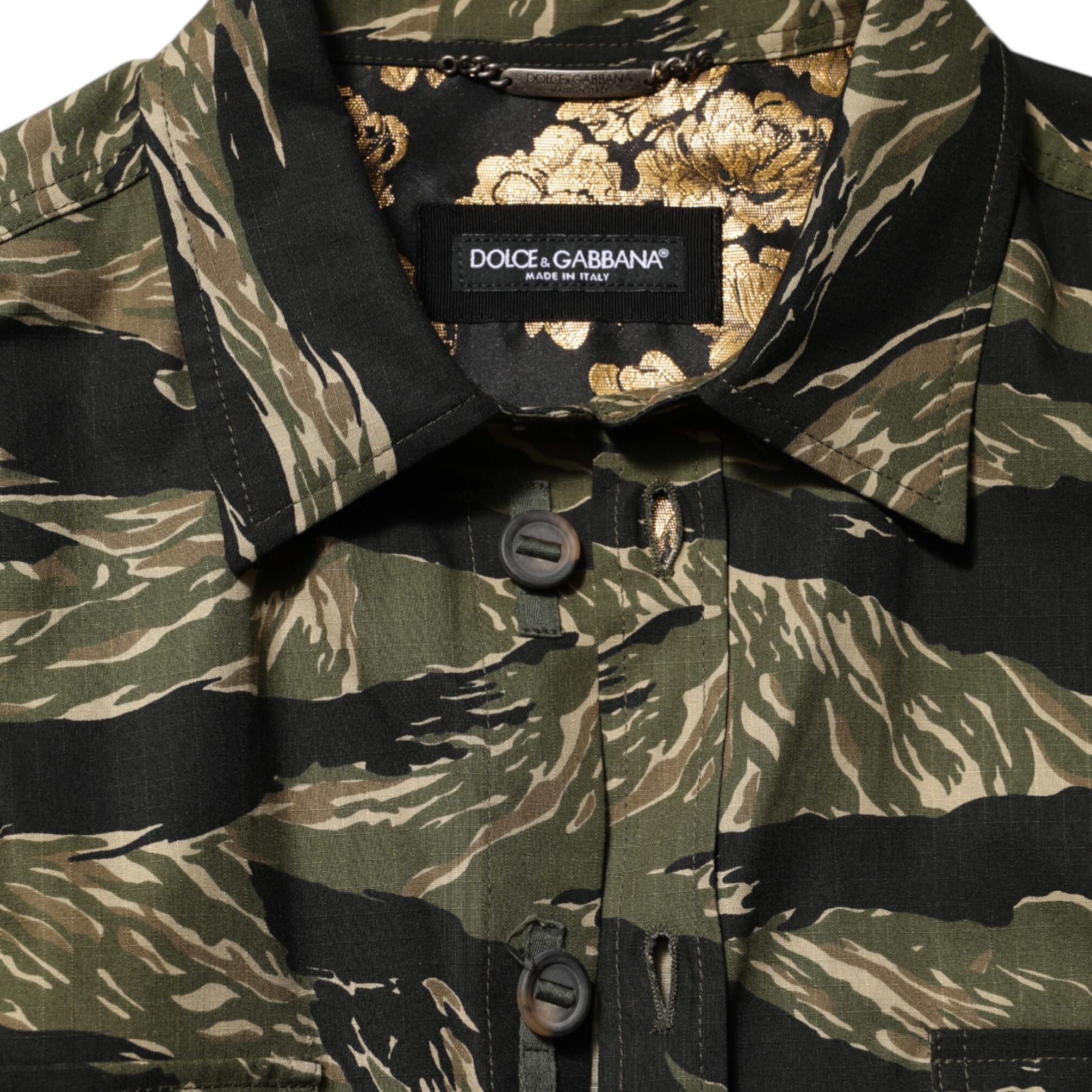 Dolce & Gabbana Multicolor Camouflage Cotton Casual Shirt