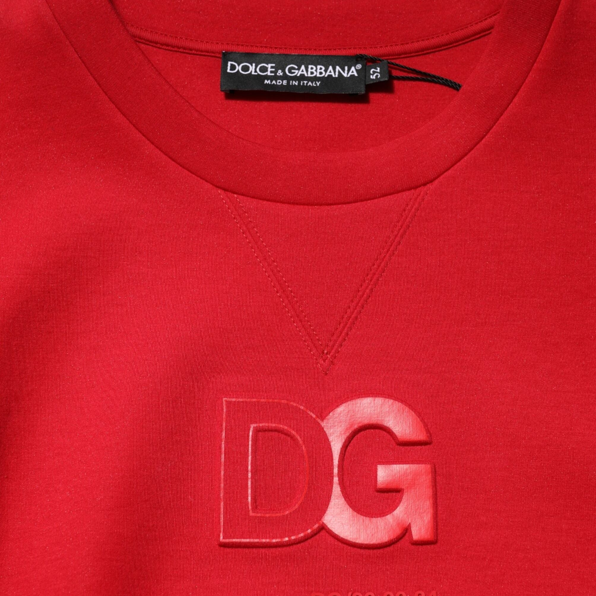Dolce & Gabbana Red DG Logo Crew Neck Men Sweatshirt Sweater