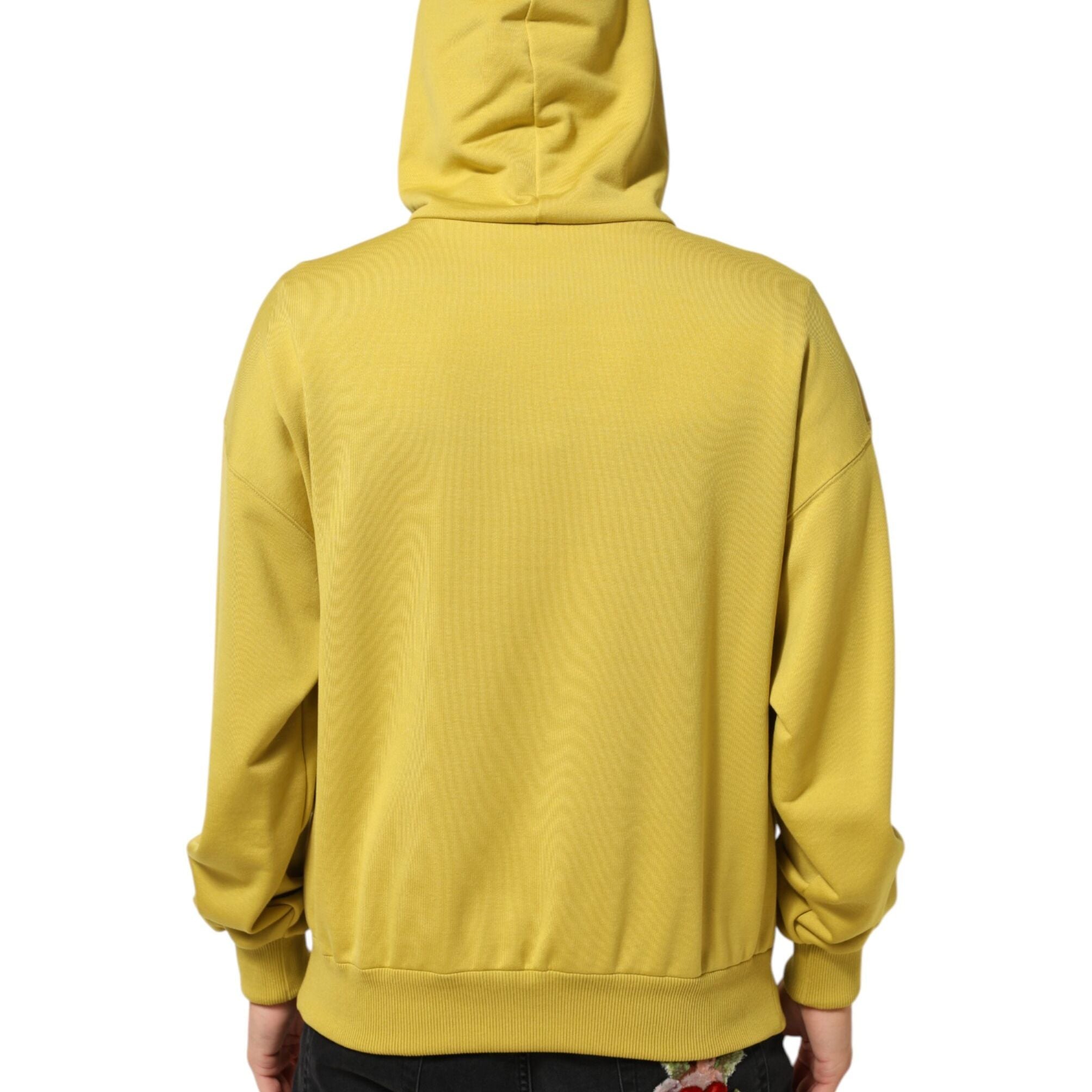 Dolce & Gabbana Yellow Logo Cotton Hooded Sweatshirt Sweater