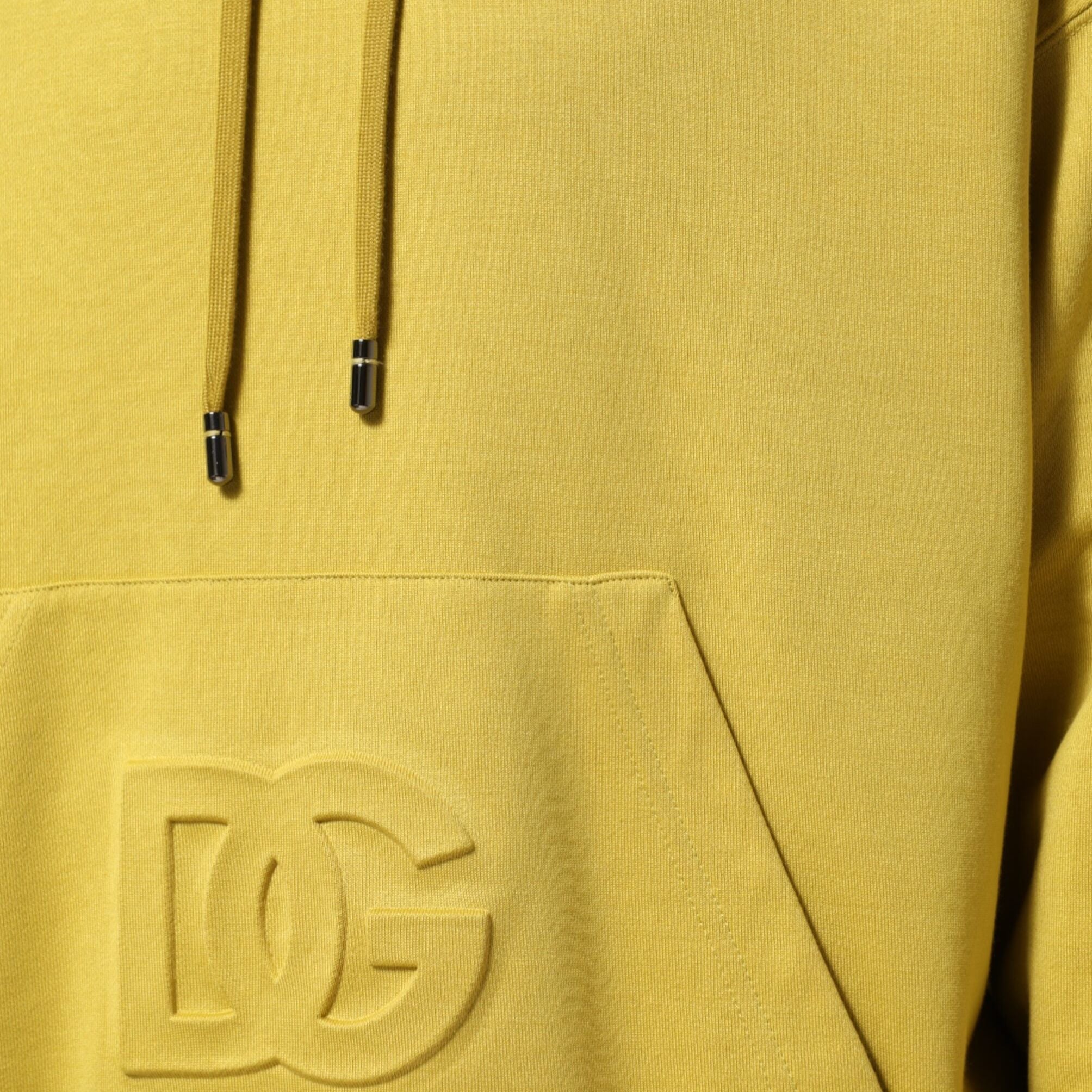 Dolce & Gabbana Yellow Logo Cotton Hooded Sweatshirt Sweater