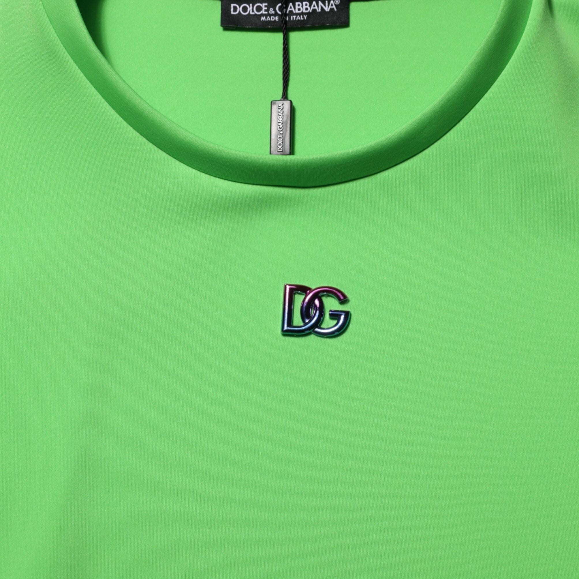 Dolce & Gabbana Green Logo Crew Neck Short Sleeves T-shirt