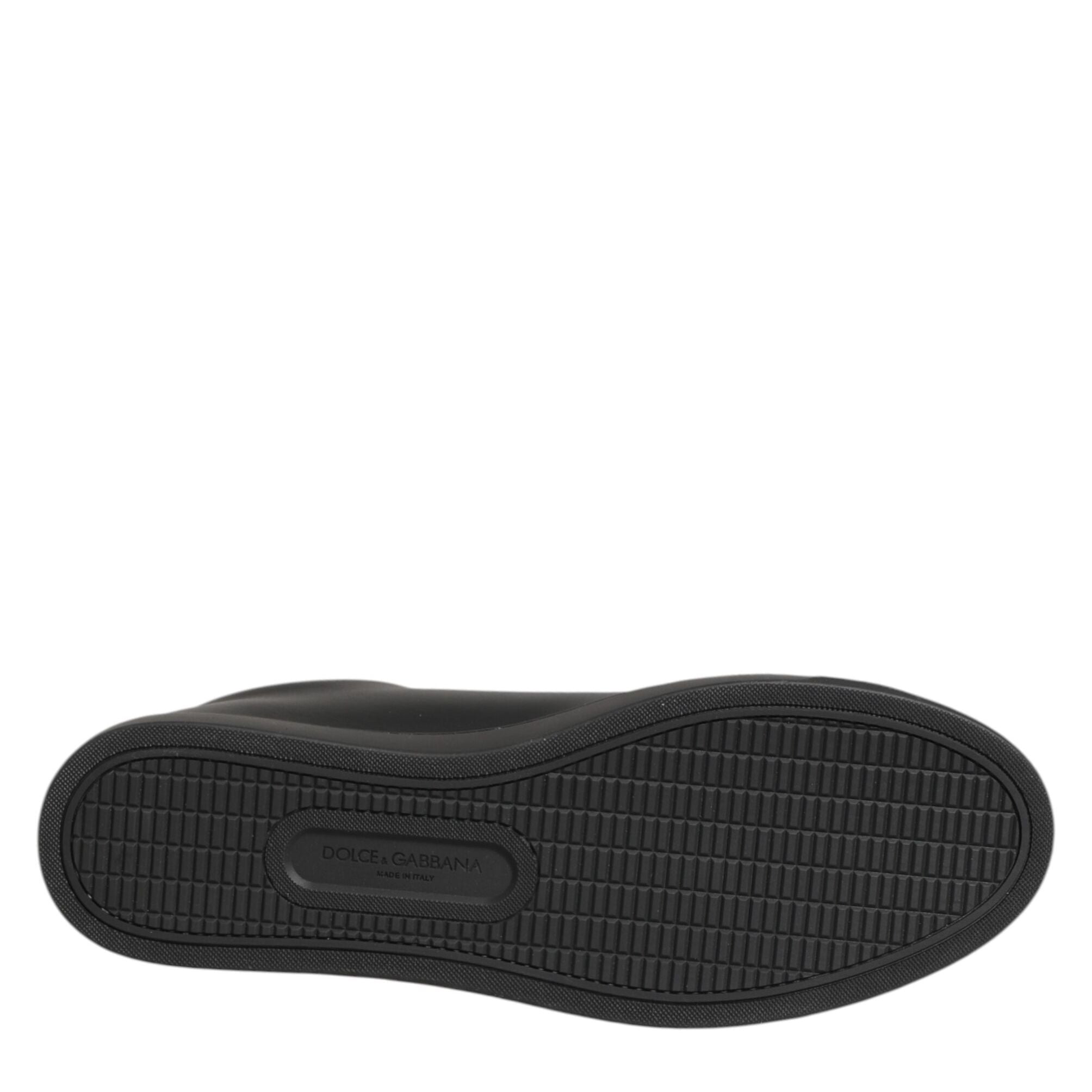 Dolce & Gabbana Black Leather Crystal Heart Sneakers Shoes