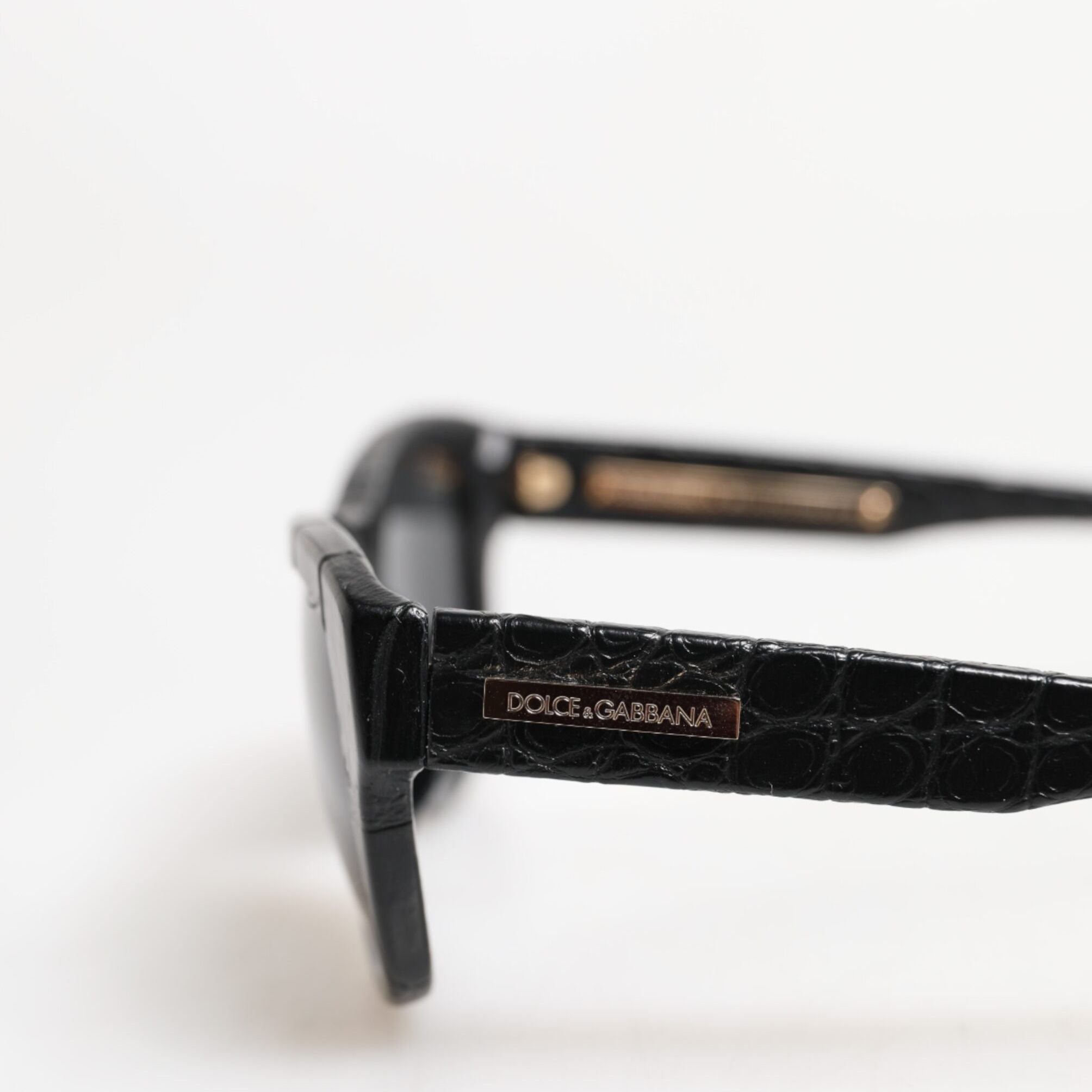 Dolce & Gabbana DG4177 Black Leather Frame Tinted Lens Sunglasses