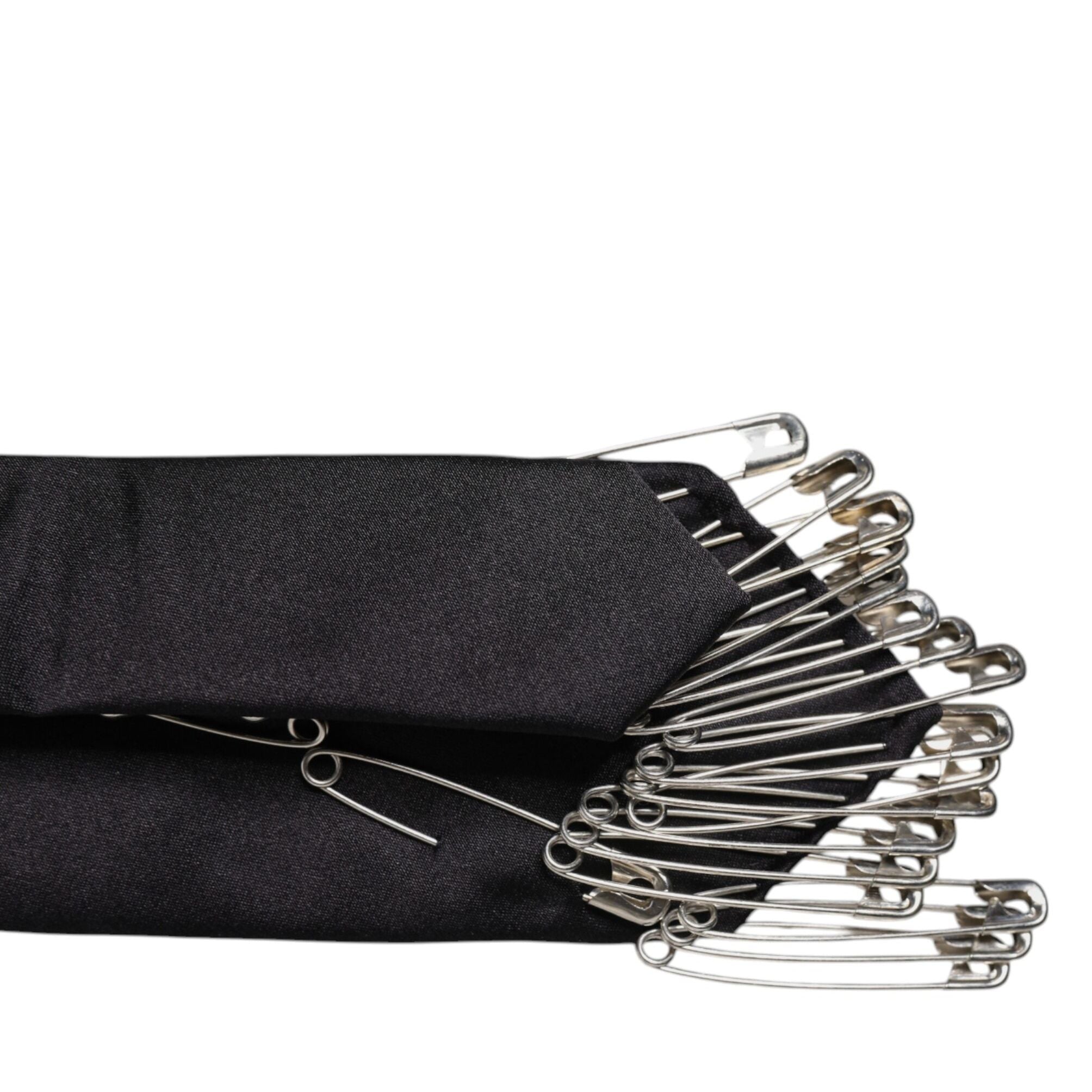 Dolce & Gabbana Black Safety Pins Silk Adjustable Necktie Accessory Tie
