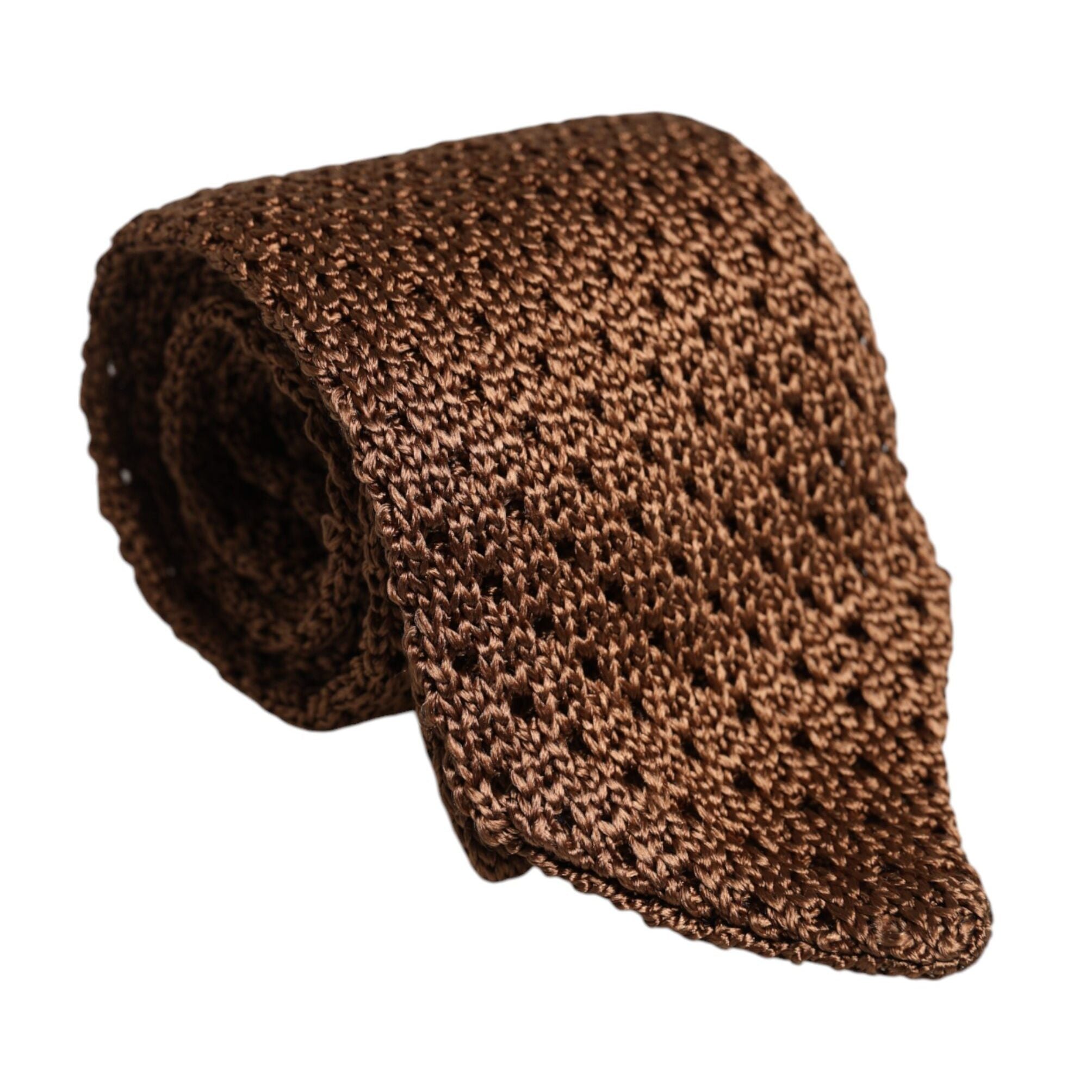 Dolce & Gabbana Brown 100% Silk Adjustable Necktie Men Accessory Tie