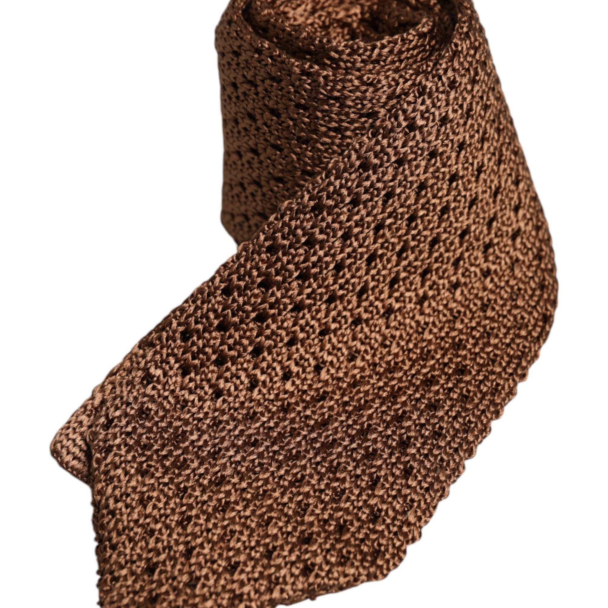 Dolce & Gabbana Brown 100% Silk Adjustable Necktie Men Accessory Tie