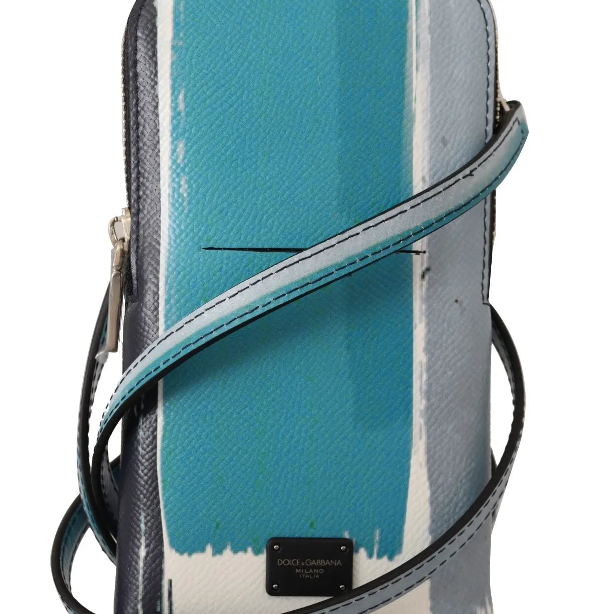 Dolce & Gabbana Blue Leather Cross Body Neck Strap Card Slot Phone Pocket