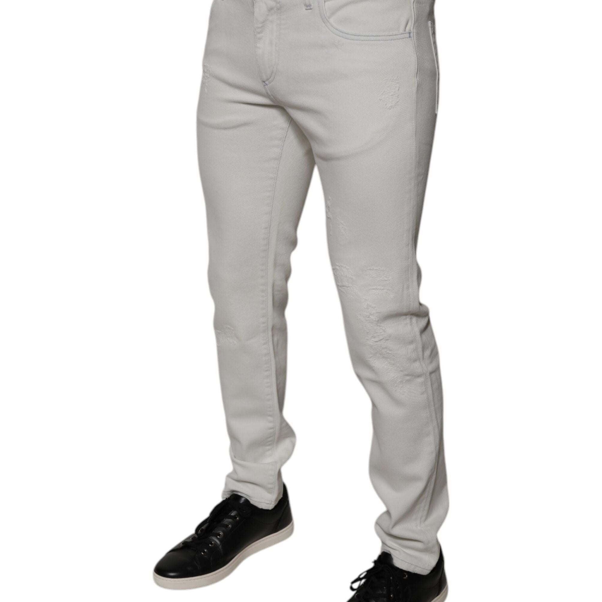 Dolce & Gabbana White Cotton Stretch Skinny Men Denim Jeans