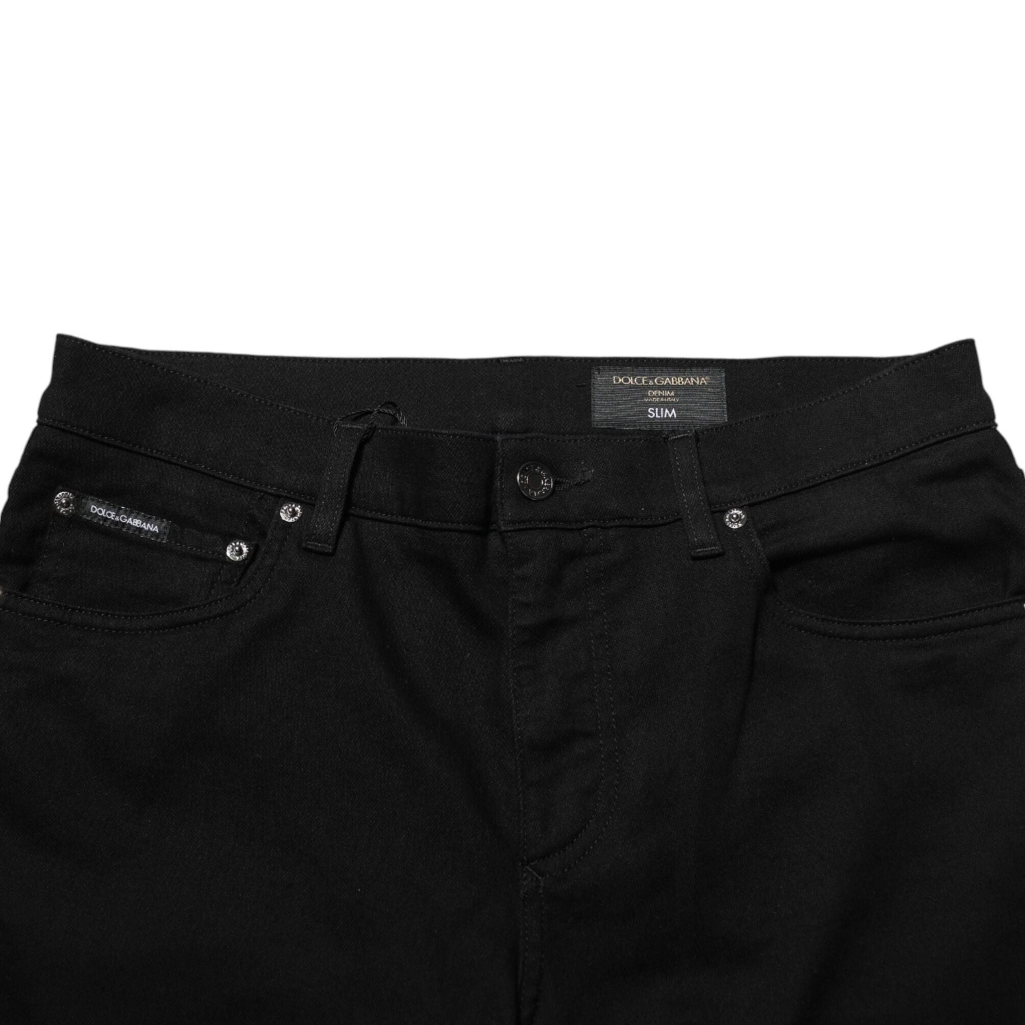 Dolce & Gabbana Black Cotton Stretch Slim Fit Men Denim Jeans